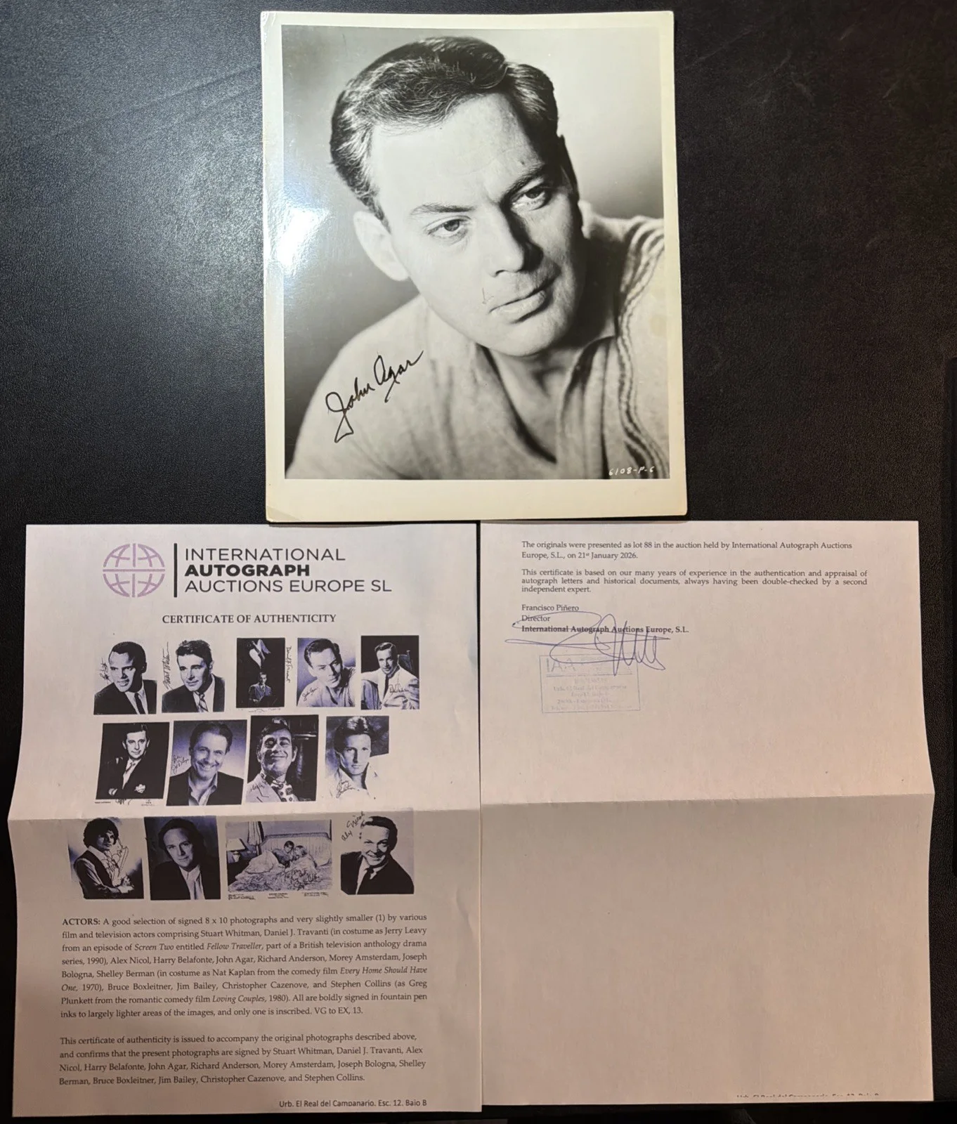 John Agar — John Agar Signed Photo 8x10 Autograph Vintage Actor Sci-Fi Tarantula COA, image 5