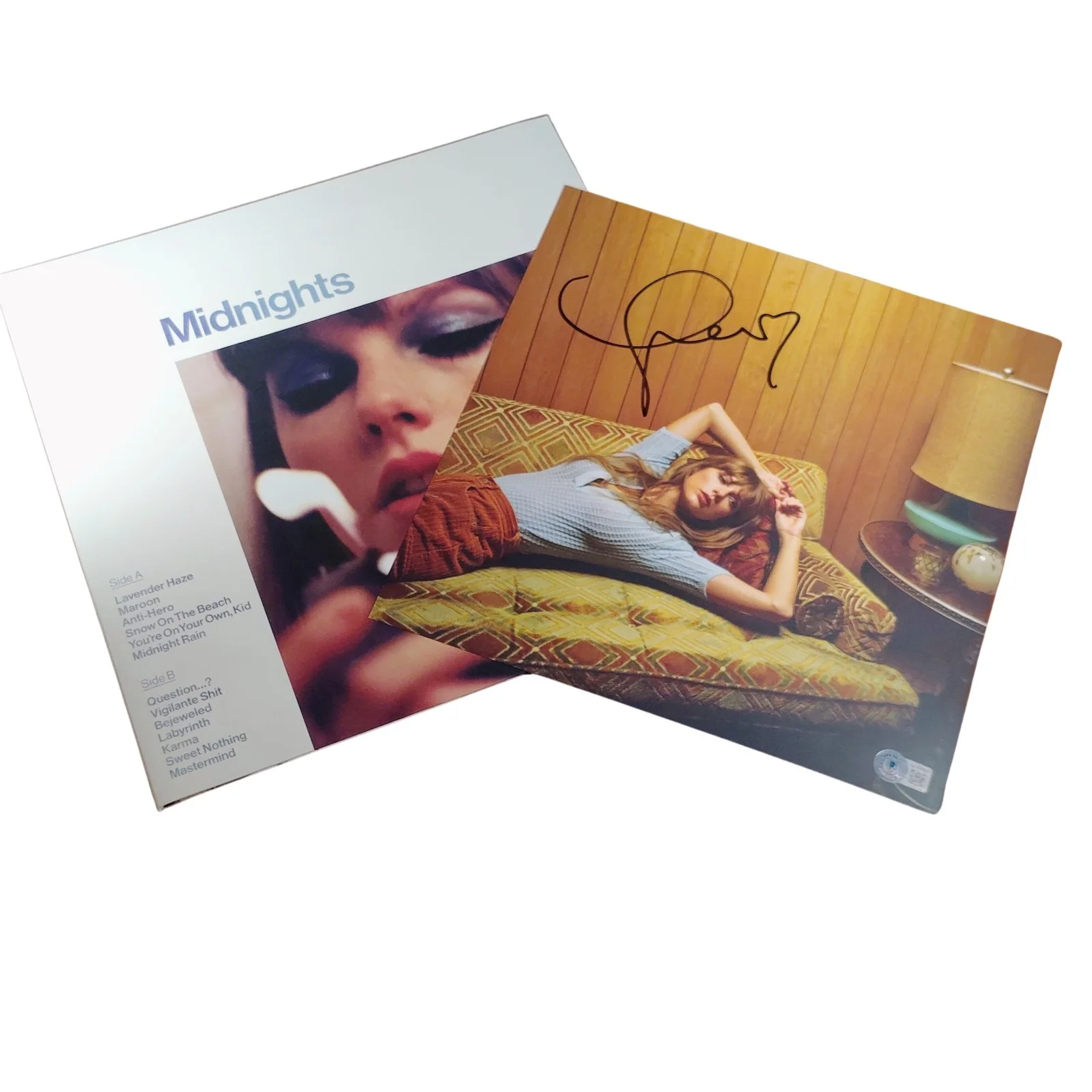 Taylor Swift Signed Midnights Photo Insert Vinyl LP Beckett BAS COA Heart Auto, изображение 3
