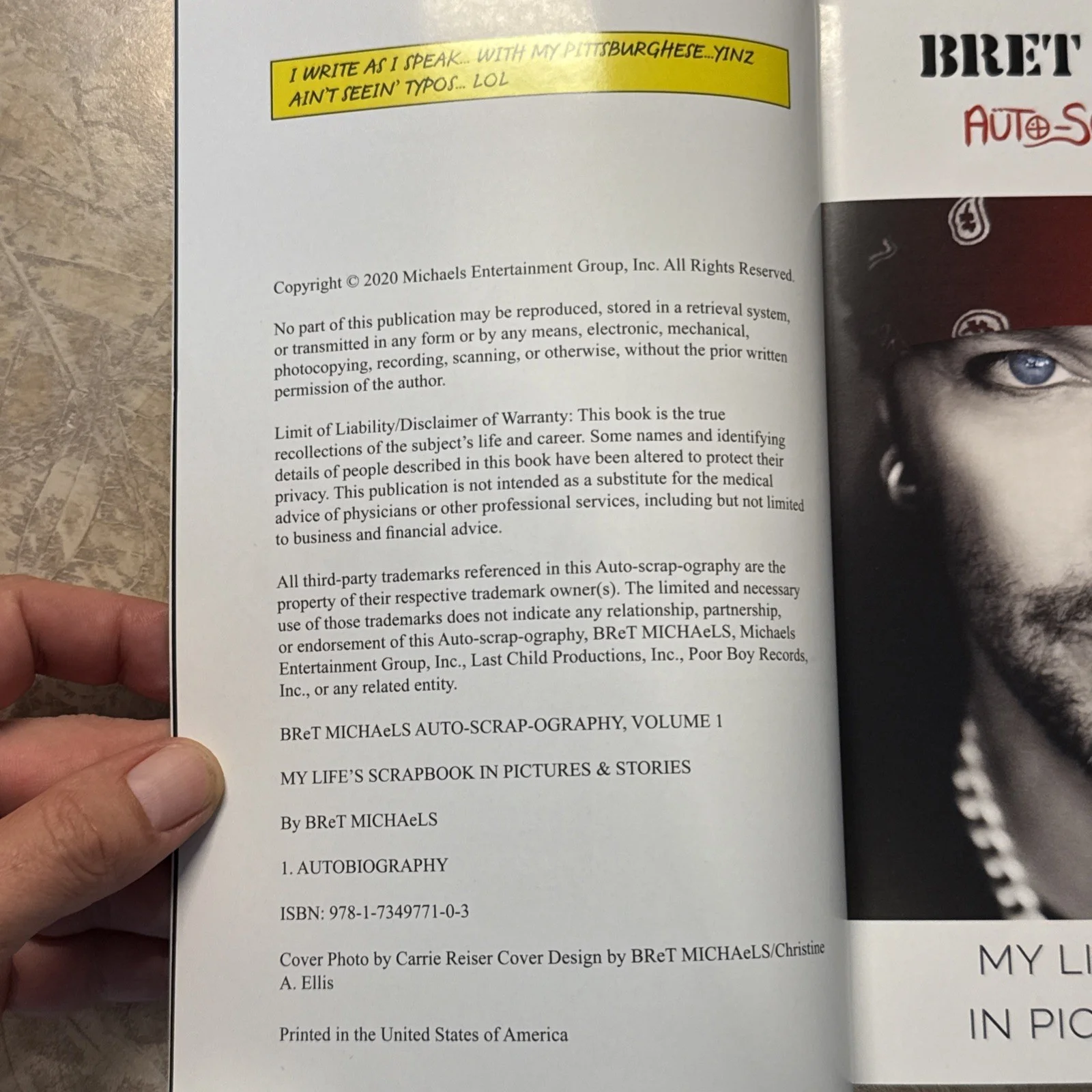 Bret Michaels Paperback Book AUTO-SCRAP-OGRAPHY Vol 1 Poison NEW, изображение 5