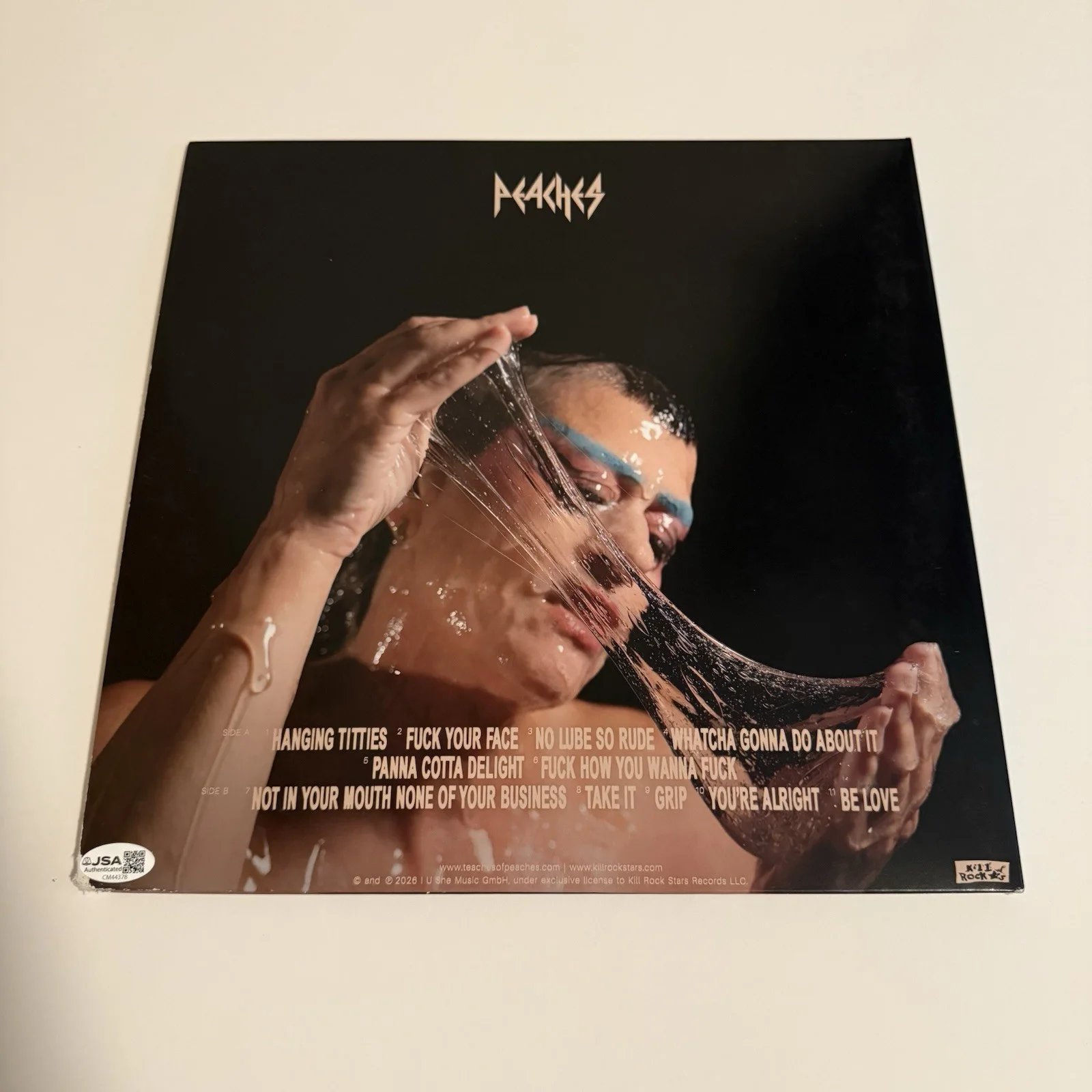 PEACHES SIGNED NO LUBE SO RUDE VINYL RECORD TEACHES OF PEACHES JSA COA, image 3