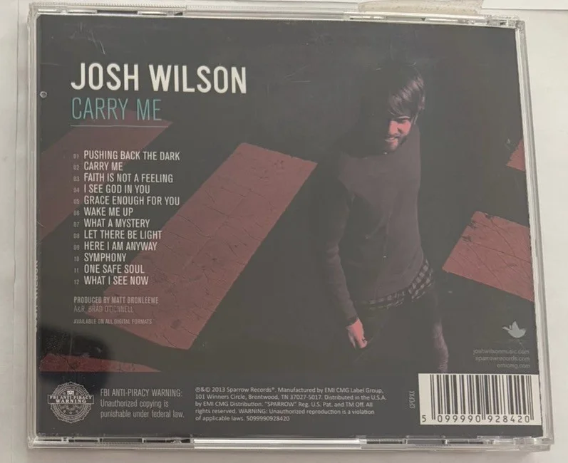 Josh Wilson Carry Me CD 2013 Signed Autographed Sparrow Records Very Good, изображение 2