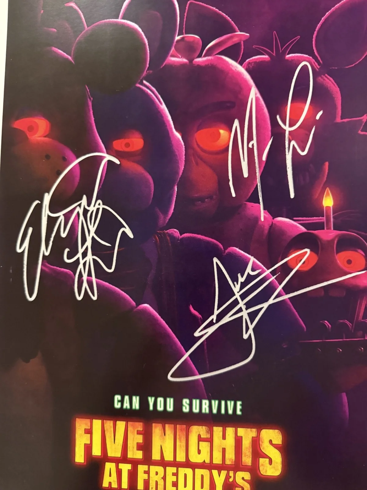 Josh Hutcherson, Matthew Lillard, Elizabeth Lail — Five Nights at Freddy's Signed Poster Josh Hutcherson, Lillard, Lail 11x17 w/COA, изображение 2
