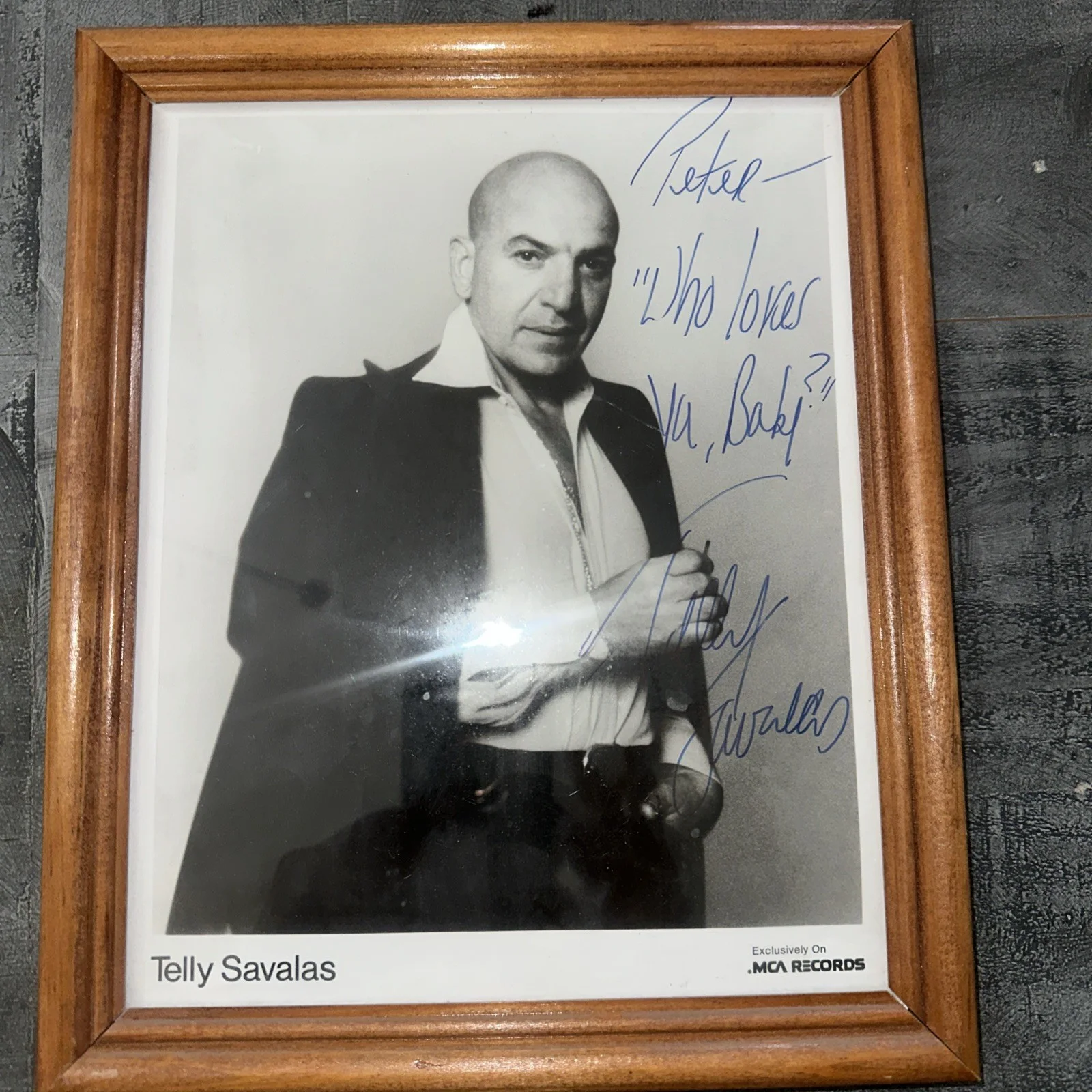Telly Savalas — Telly Savalas KOJAK Vintage Hand Signed Celebrity Photo “Who Loves Ya, Baby?”