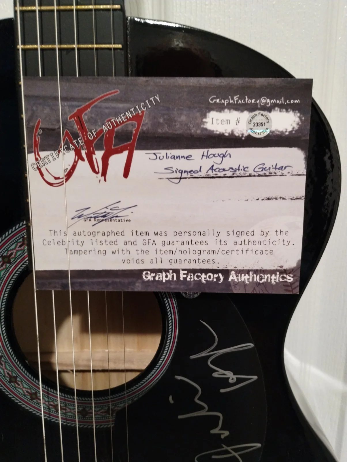 Julianne Hough Autographed Guitar w COA, image 3