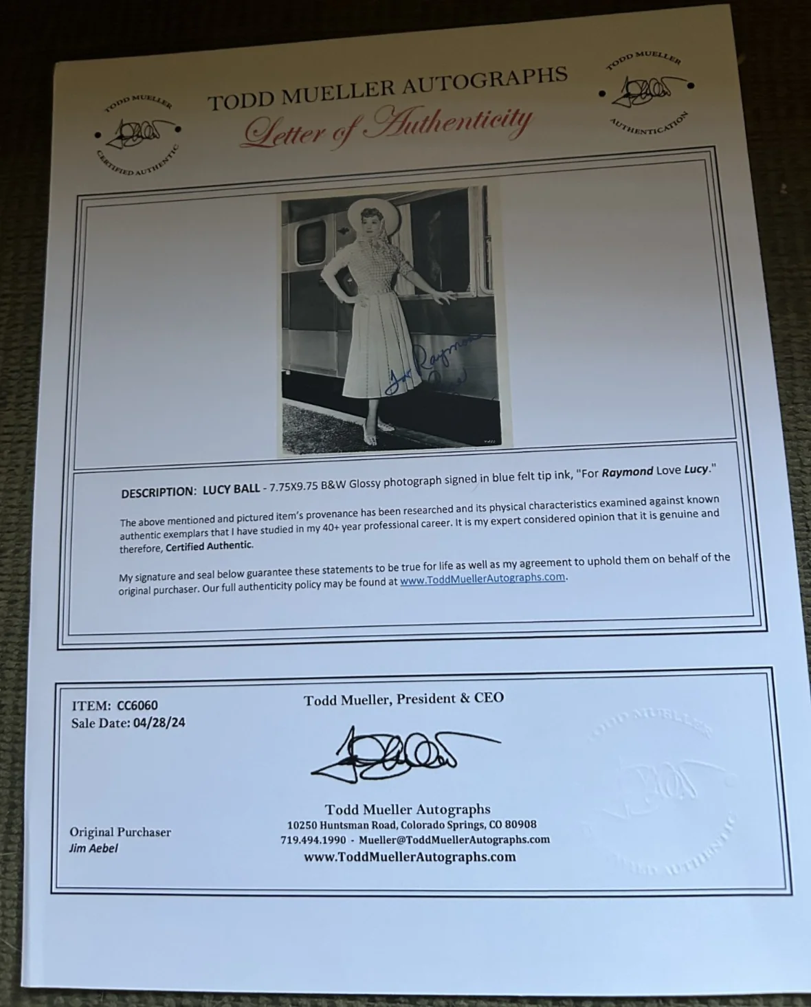 Lucille Ball Signed Photo Autograph “Love Lucy” Inscribed Vintage COA, изображение 3