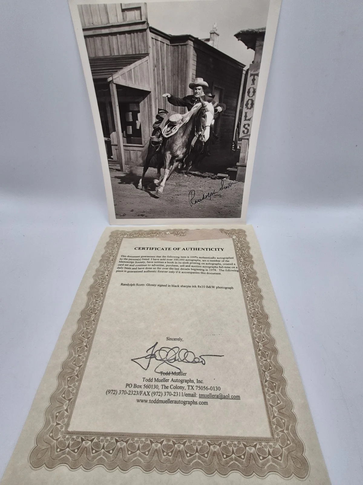 Randolph Scott Signed 8x10 B&W Photograph With COA Authentic Cowboy Western, изображение 4