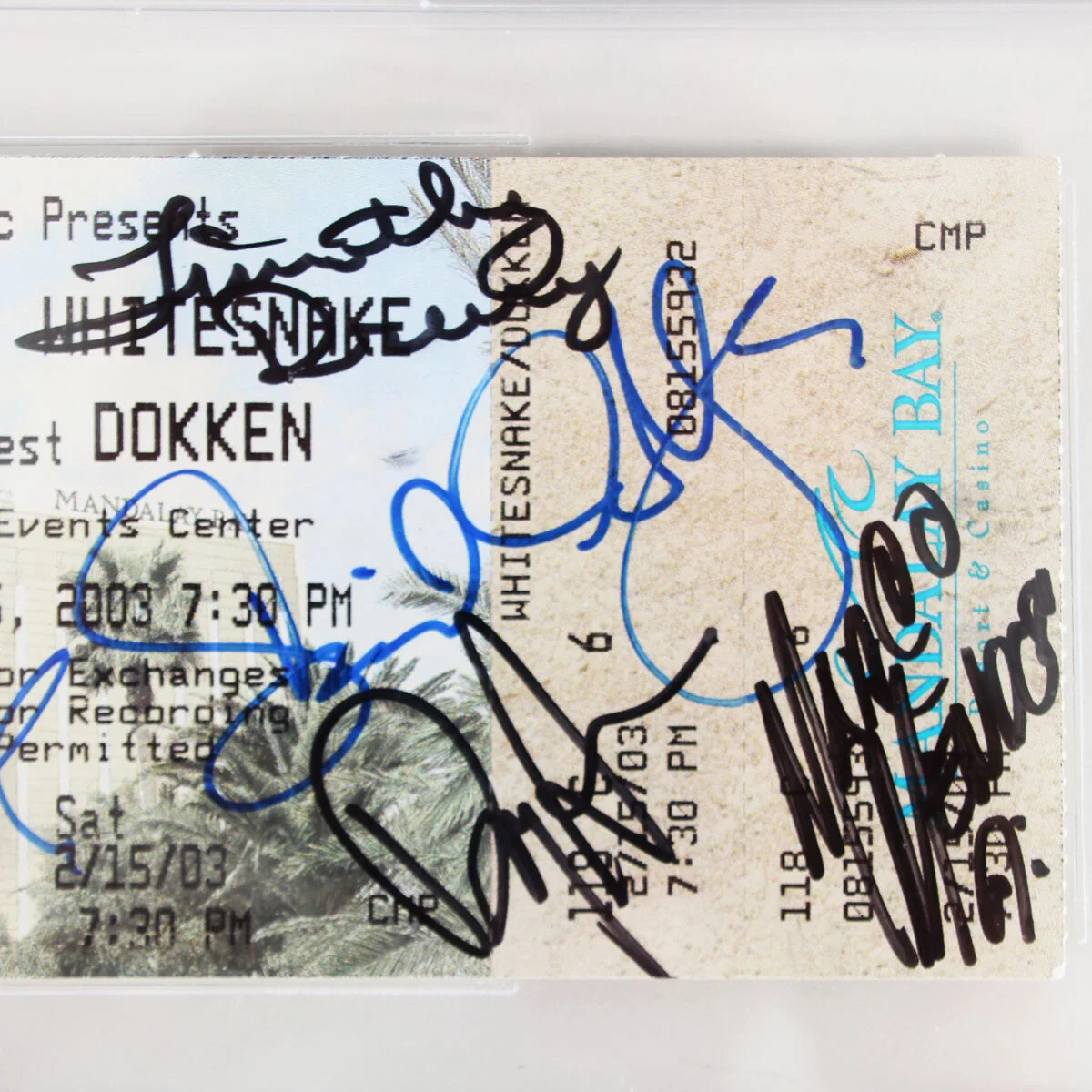 White Snake Band Signed Ticket (6) - COA Beckett, image 3