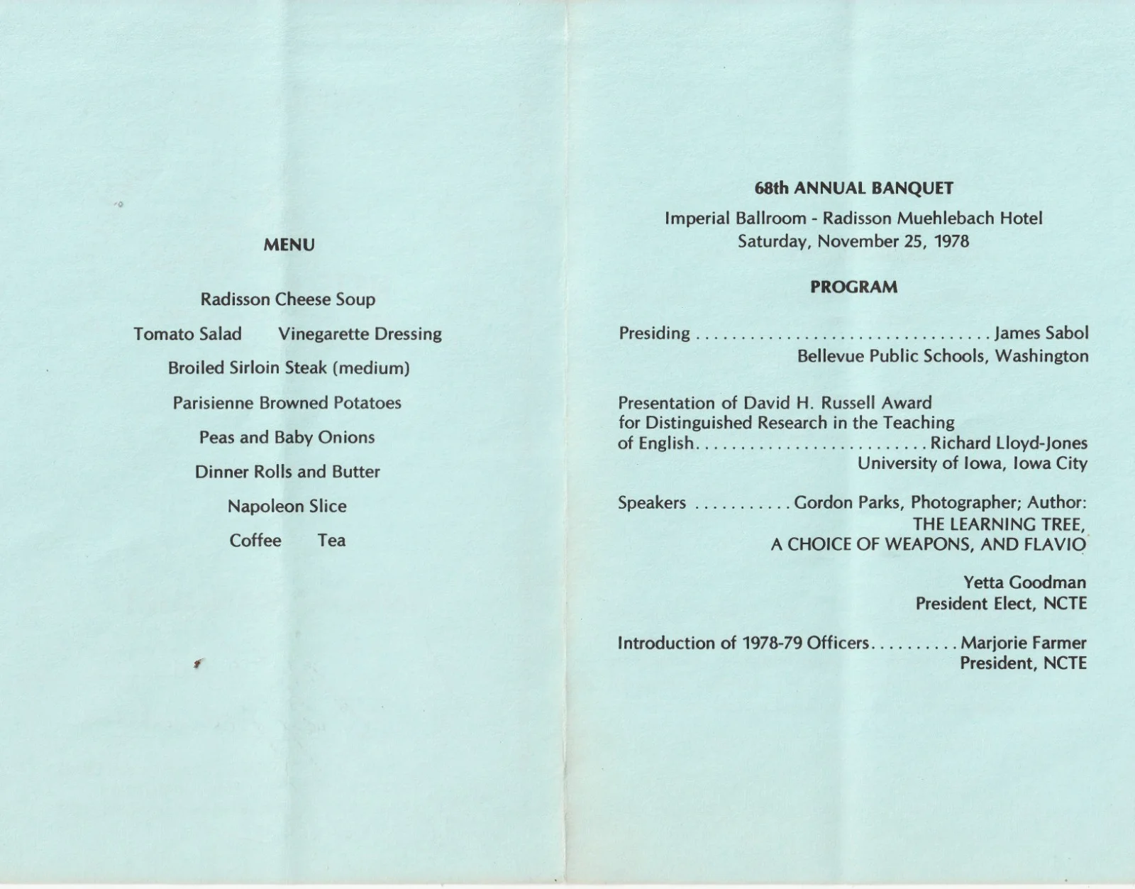 GORDON PARKS Photographer, Composer, Writer & Speaker signed program 1978, image 2