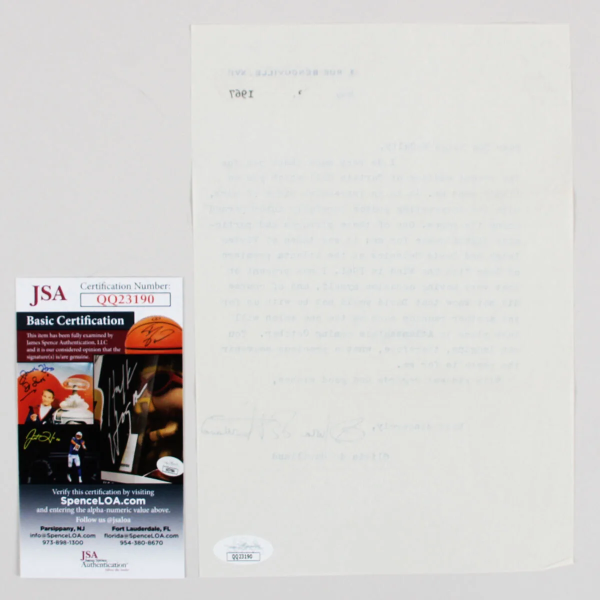 Olivia de Havilland Signed Letter TLS - COA JSA, image 3
