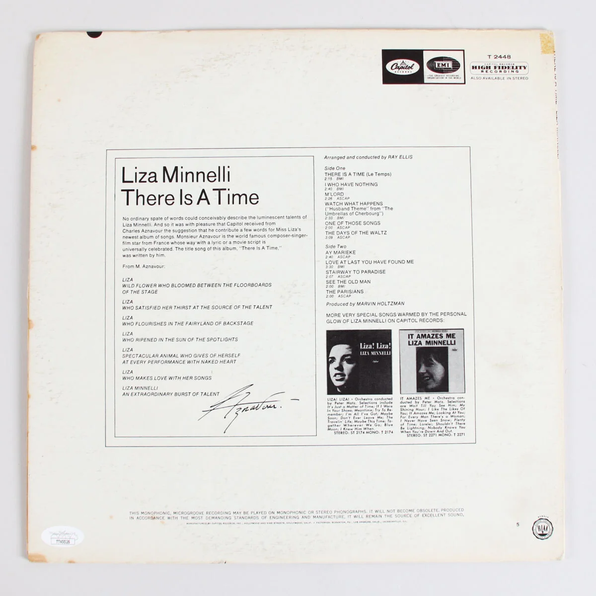 Liza Minnelli Signed Record Album There is a Time - COA JSA, image 5