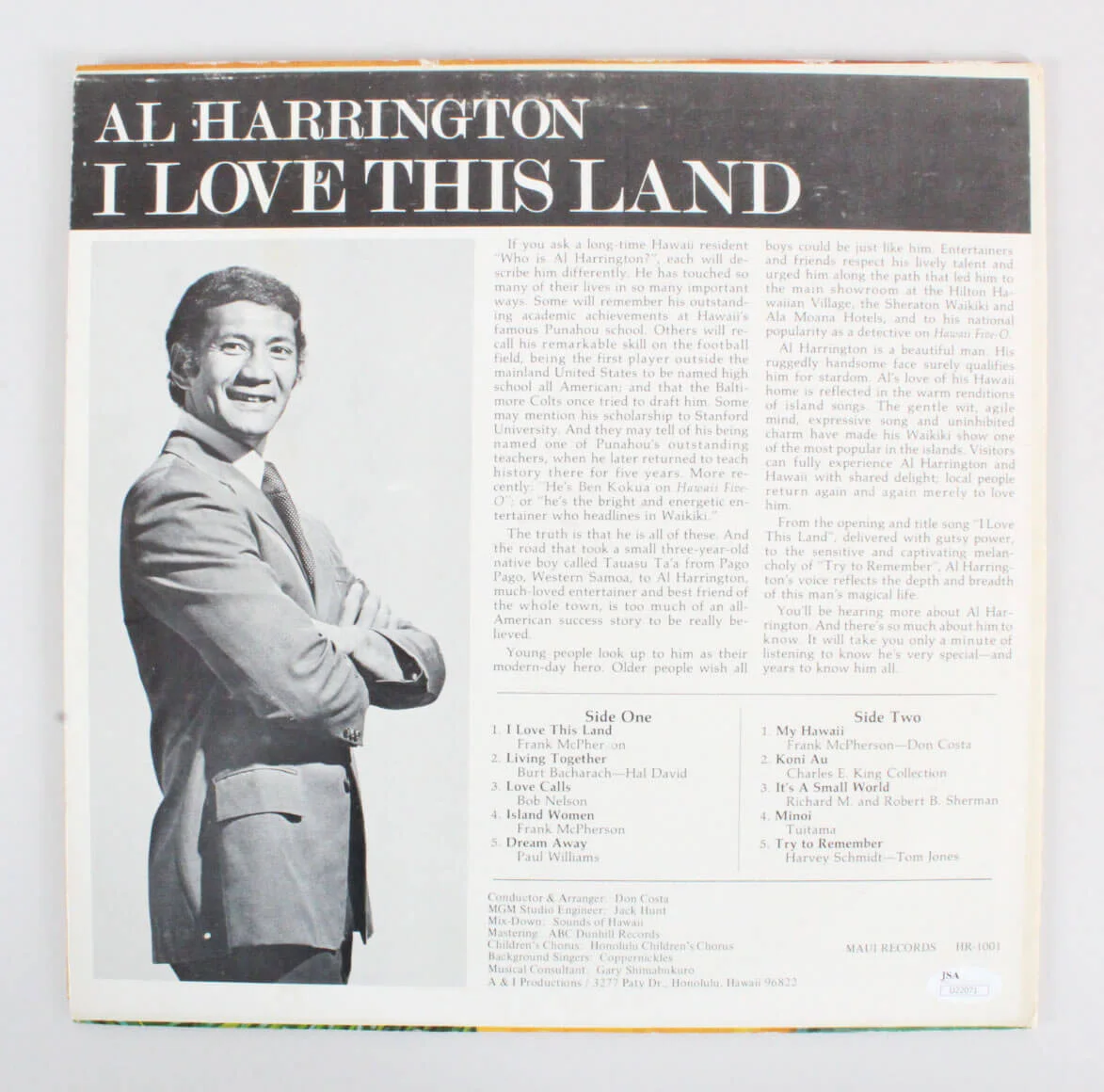 Al Harrington Signed Record Album - COA JSA, image 4