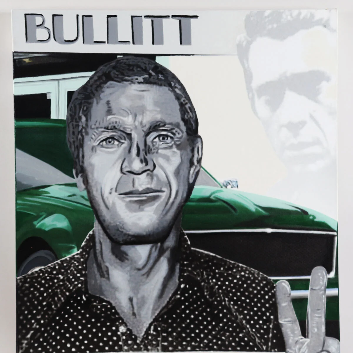 Steve McQueen Movie Bullitt Steve Kaufman Signed Canvas Art, image 4