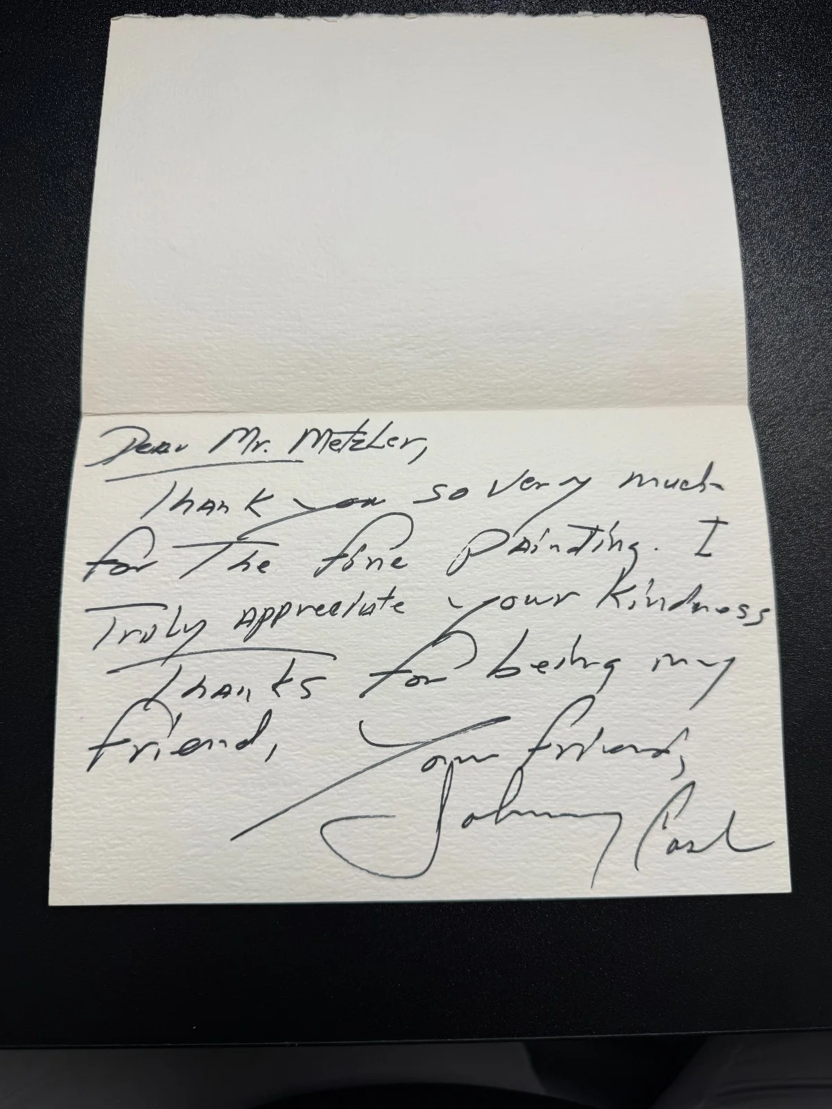 JOHNNY CASH SIGNED THANK YOU NOTE/CARD! PSA AUTHENTICATED SIGNATURE/AUTO!, image 2