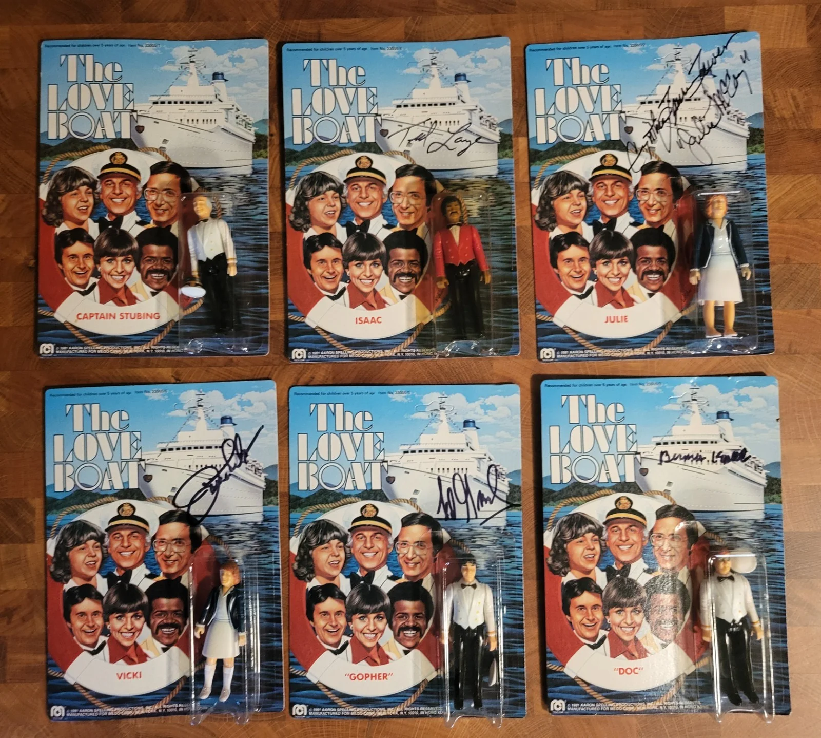 love boat crew — Set of 6 Love Boat 1981 3 3/4" MEGO Action figures MOC Autographed Graded Cased, изображение 2