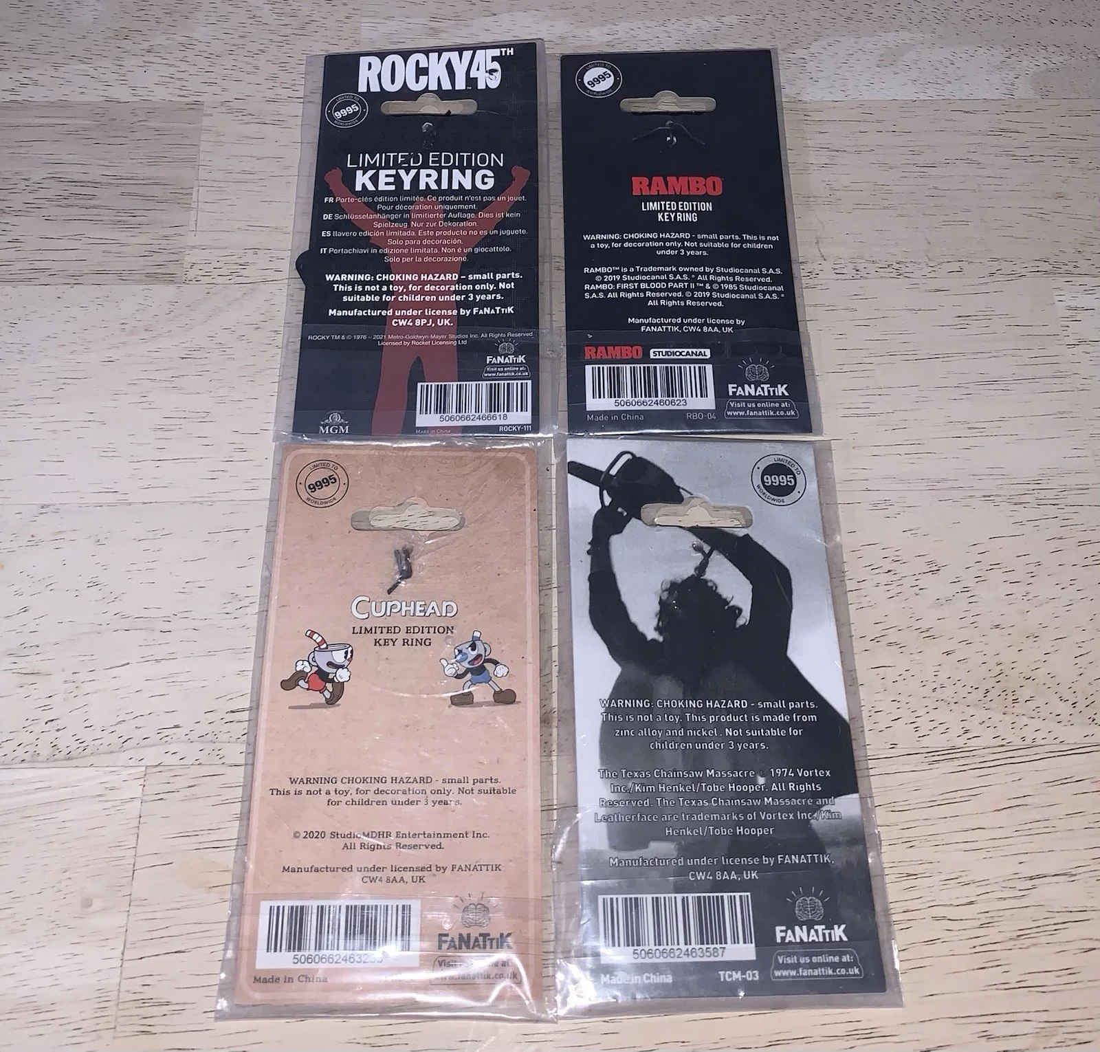 Movie Gaming Keyring Keychain Bundle Rambo Rocky Texas Chainsaw Massacre Cuphead, image 2