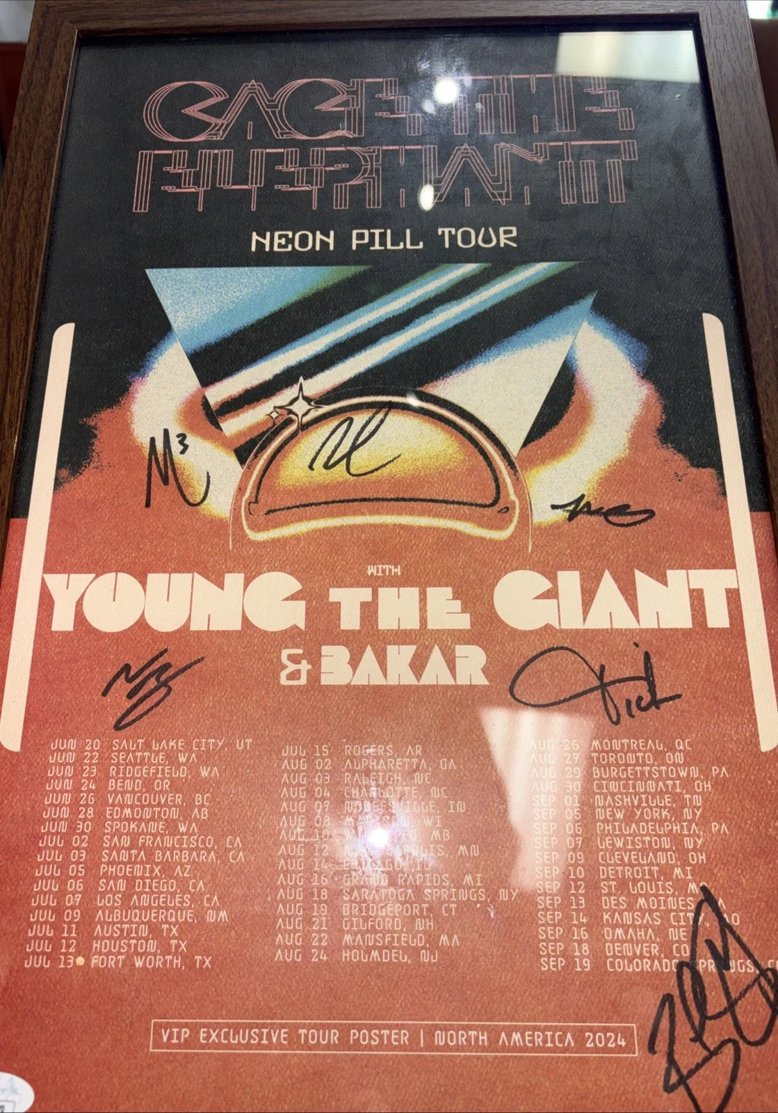 Cage The Elephant Neon Pill Tour Band Signed 11x17 Poster with JSA LOA (ZZ26570), image 5