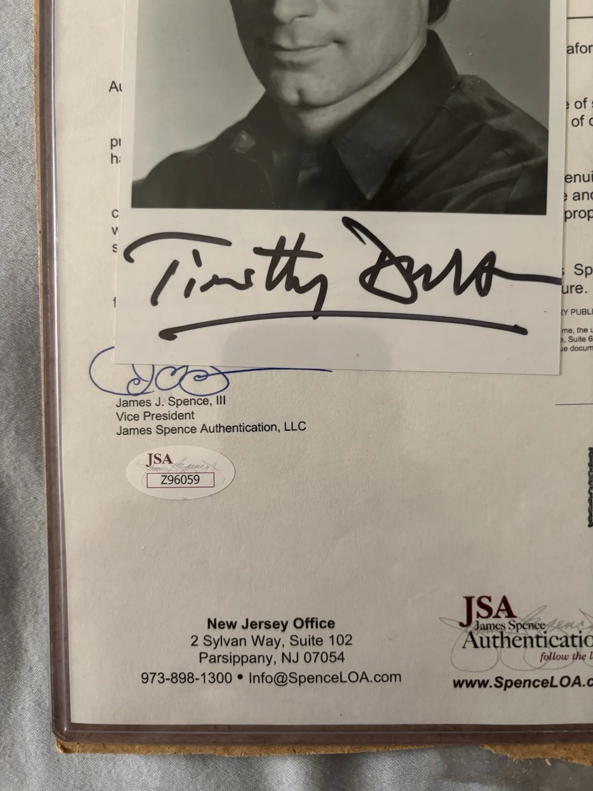 Timothy Dalton — Timothy Dalton 4 X 6 Autographed Photo JSA Authentication LOA, image 3