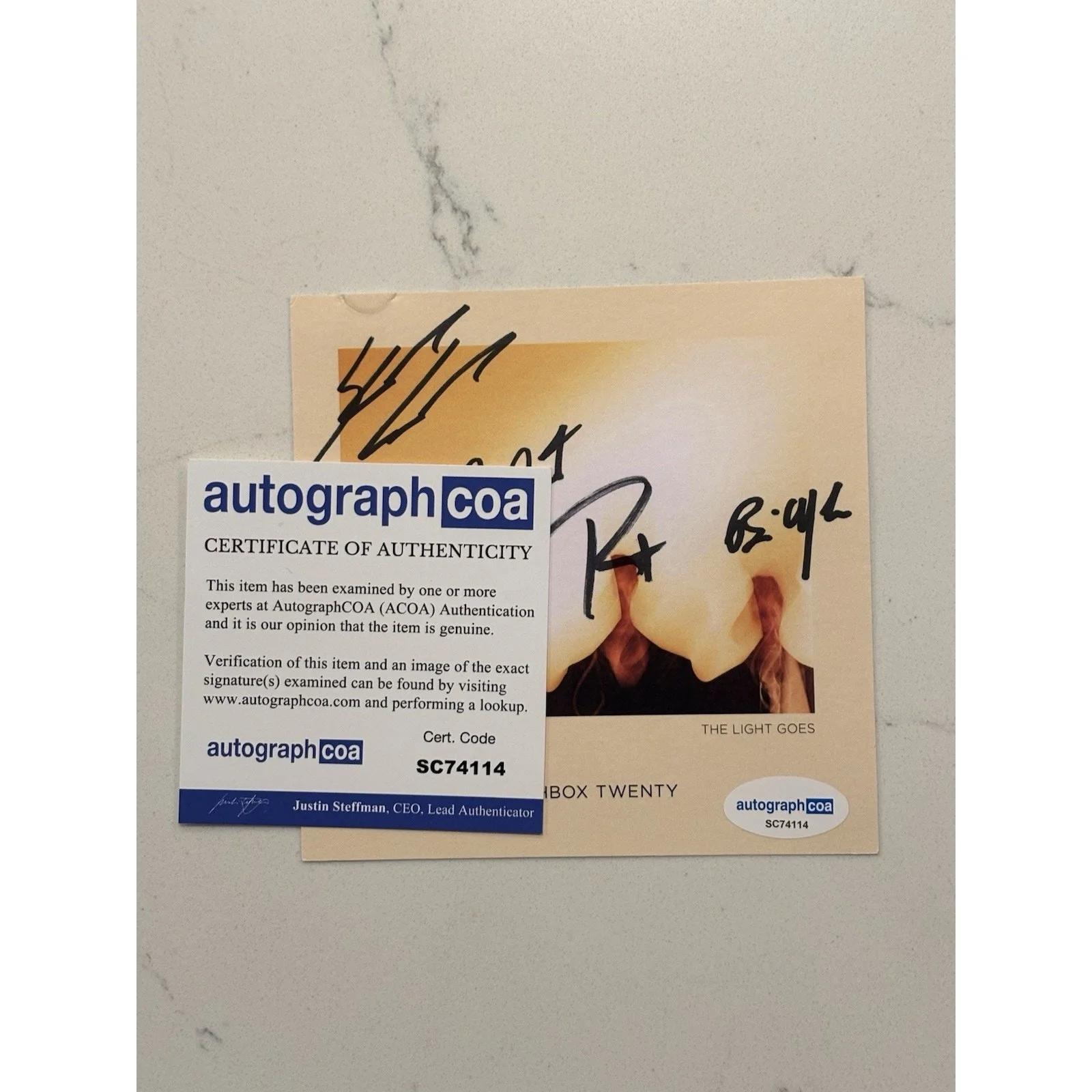 MATCHBOX 20 (Twenty) Where The Light Goes Signed CD Autograph ACOA Certified 10, image 2