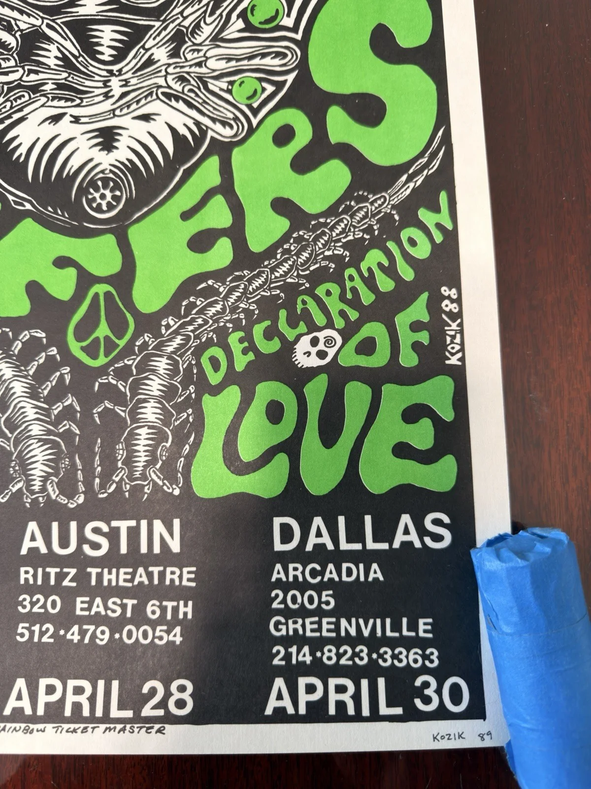 Frank Kozik Butthole Surfers Flaming Lips Gig Poster Signed 1989, image 2