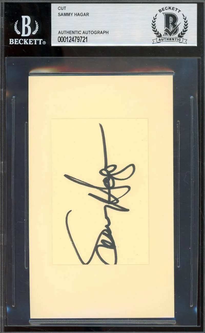 Sammy Hagar — Sammy Hagar Beckett BAS JSA Signed 3x5 Index Card Cut Autograph