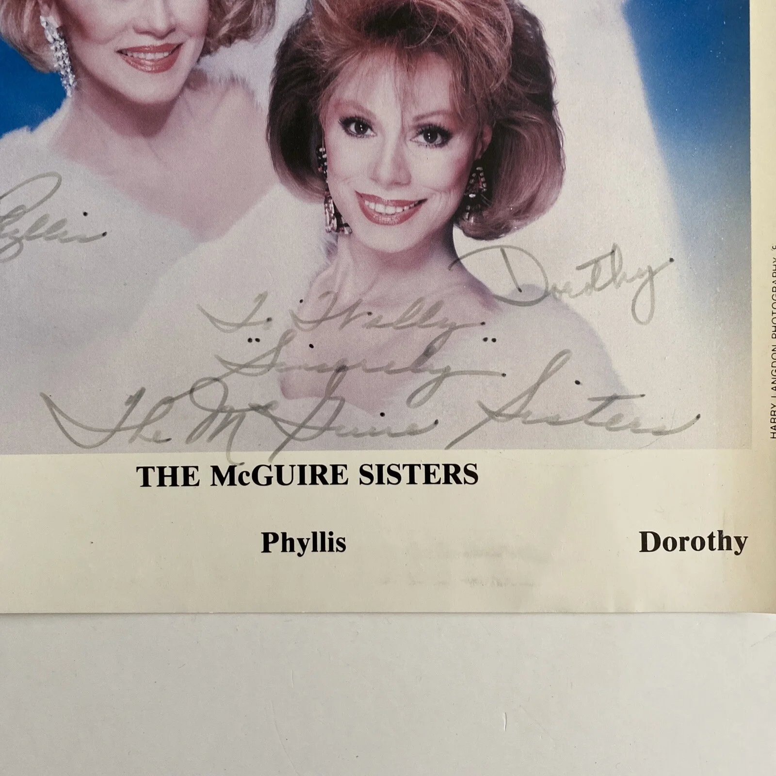 The McGuire Sisters Signed 8 x10 Photo Dorothy Phyllis Christine Press Release, image 2