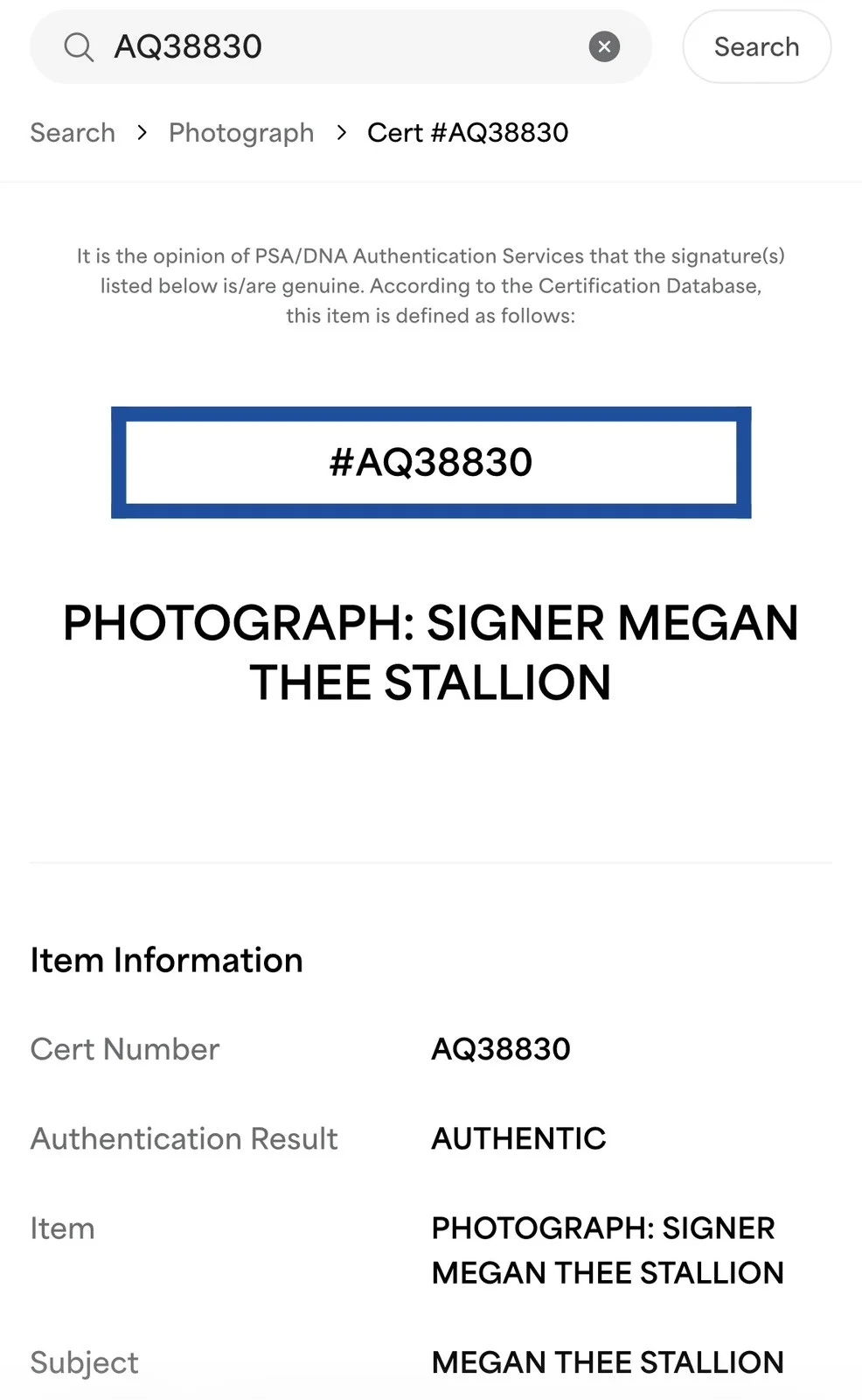 Megan Thee Stallion Signed Autographed 8x10 Photo PSA Authenticated, image 3