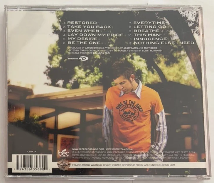 Jeremy Camp Restored Enhanced CD 2005 Signed Autographed BEC Records Very Good, image 4