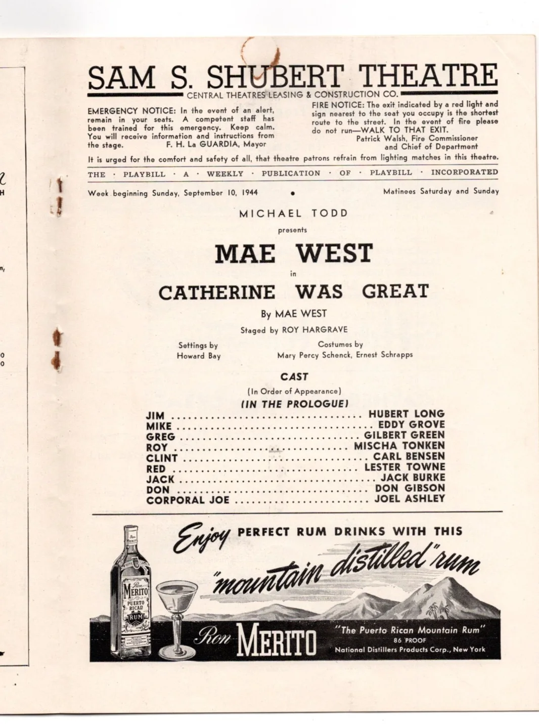 Mae West — Mae West Autographed Playbill Shubert Theatre 1944 JSA COA, image 3