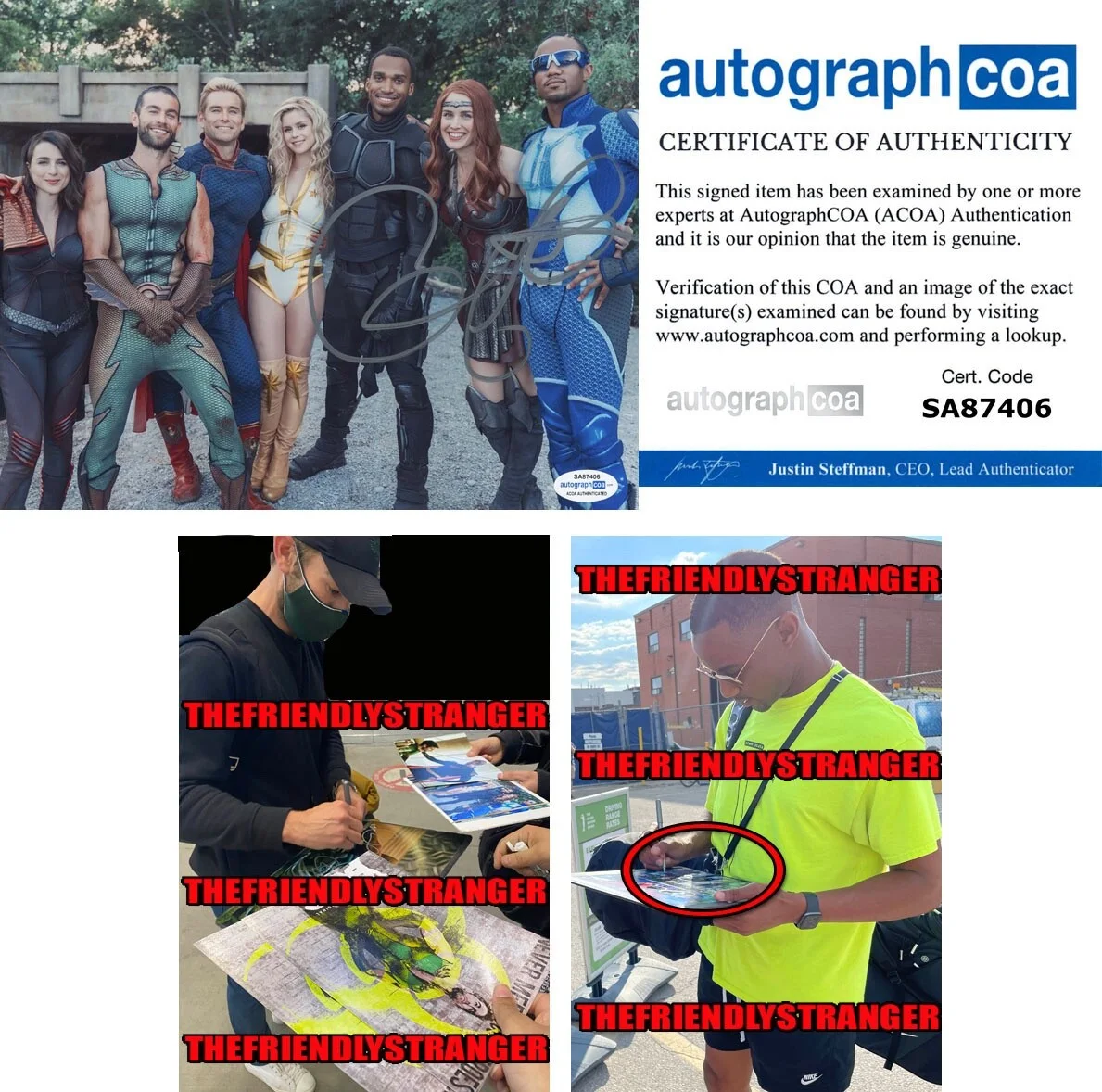 CHACE CRAWFORD & JESSIE T. USHER — Chace Crawford & Jessie T. Usher signed "THE BOYS" 8x10 Photo EXACT PROOF c ACOA