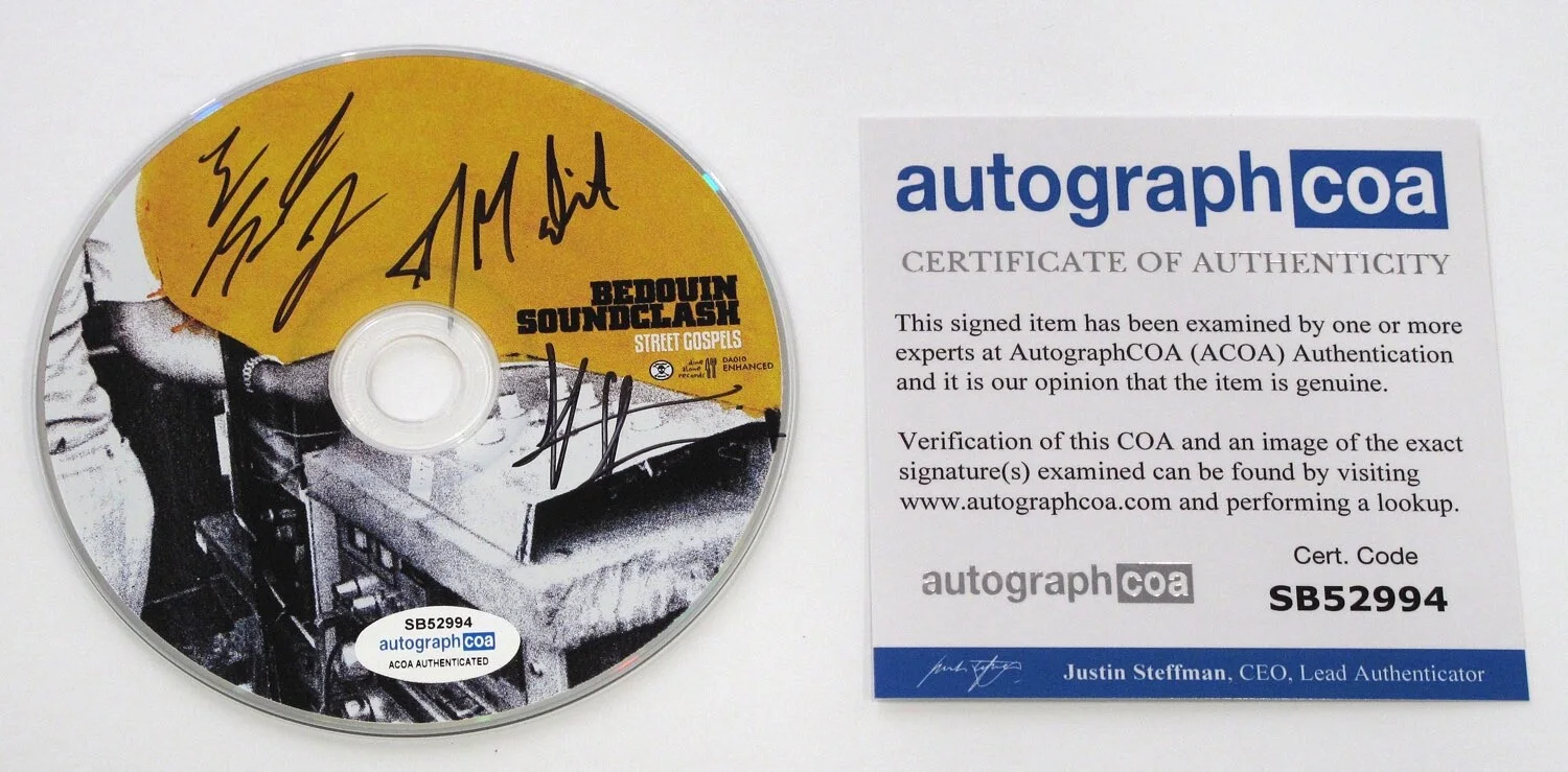BEDOUIN SOUNDCLASH — Bedouin Soundclash signed "STREET GOSPELS" CD Jay, Pat, Eon ACOA COA