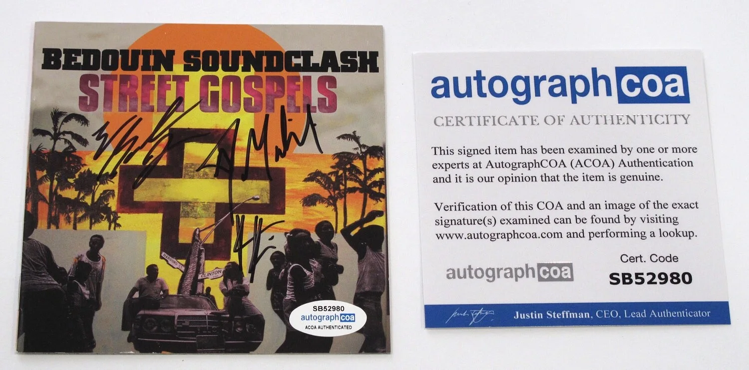 BEDOUIN SOUNDCLASH — Bedouin Soundclash signed "STREET GOSPELS" CD Booklet Jay, Pat, Eon ACOA COA