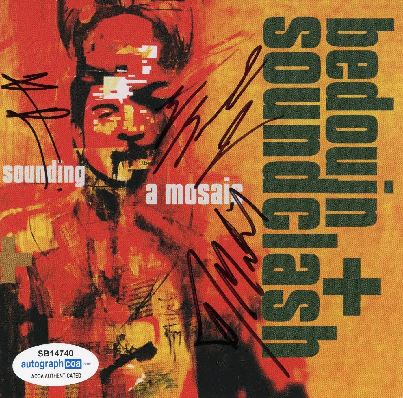 BEDOUIN SOUNDCLASH — Bedouin Soundclash signed "SOUNDING A MOSIAC" CD Booklet Jay, Pat, Eon ACOA COA, изображение 3