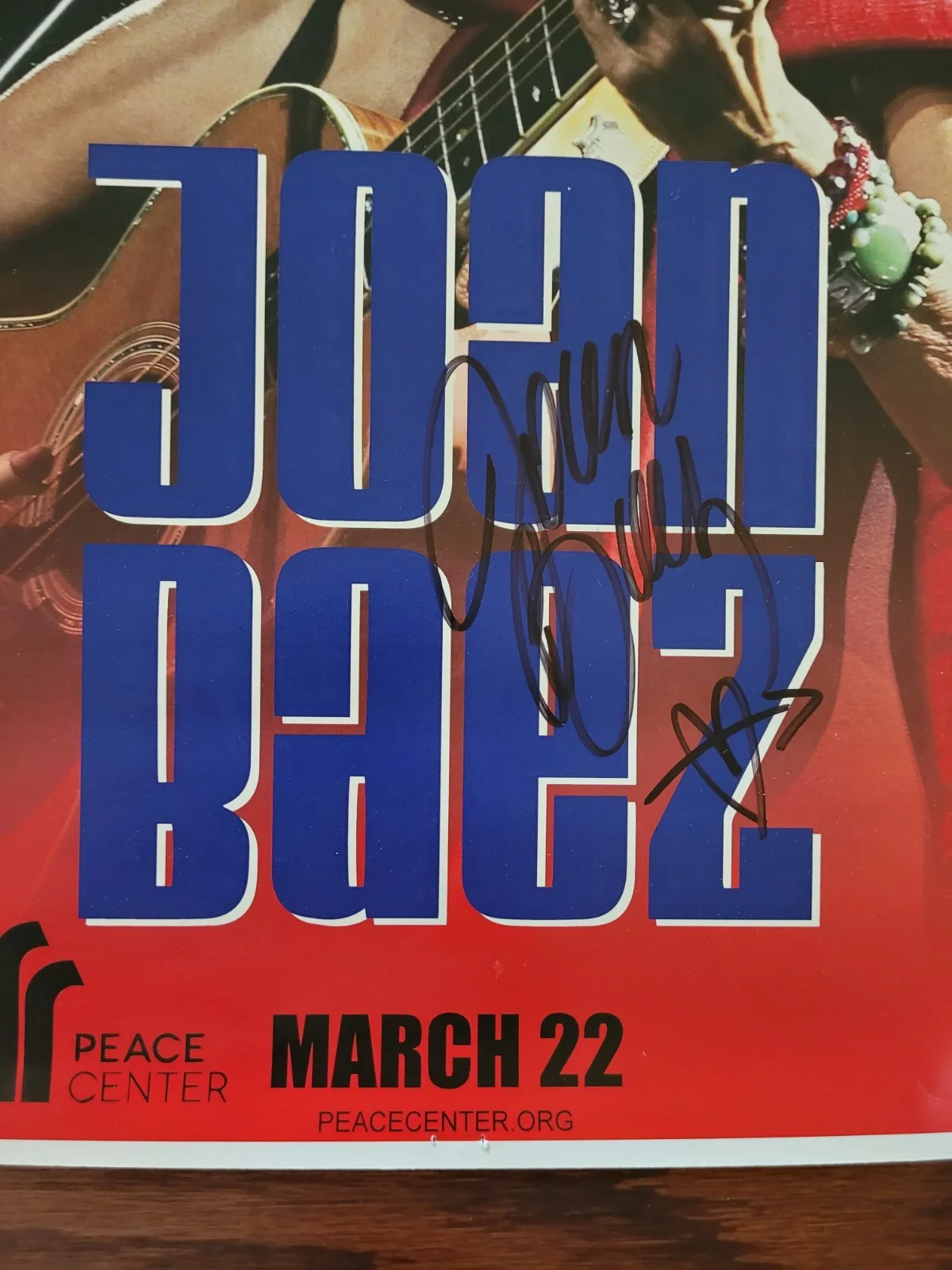 Autographed Joan Baez poster from March 22nd Peace Center Concert, image 5