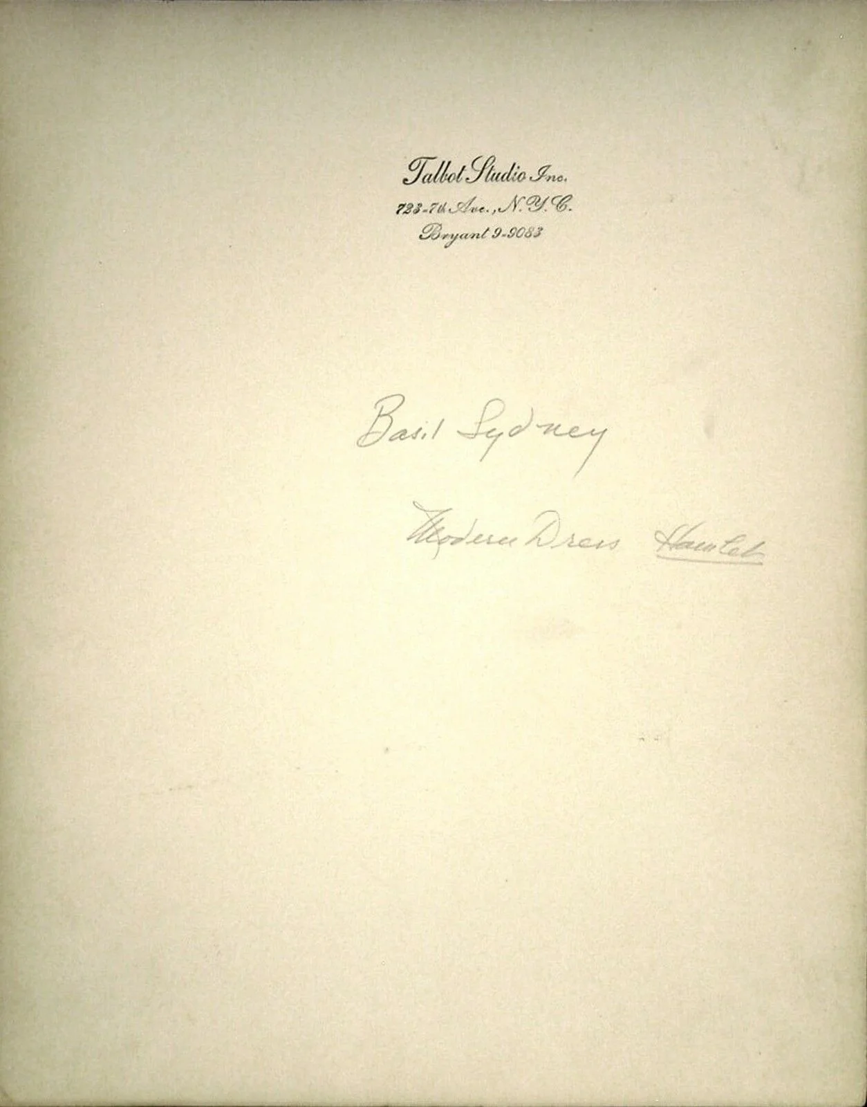 BASIL SYDNEY ORIGINAL JOSEPH ABELES TALBOT PORTRAIT #1, image 2