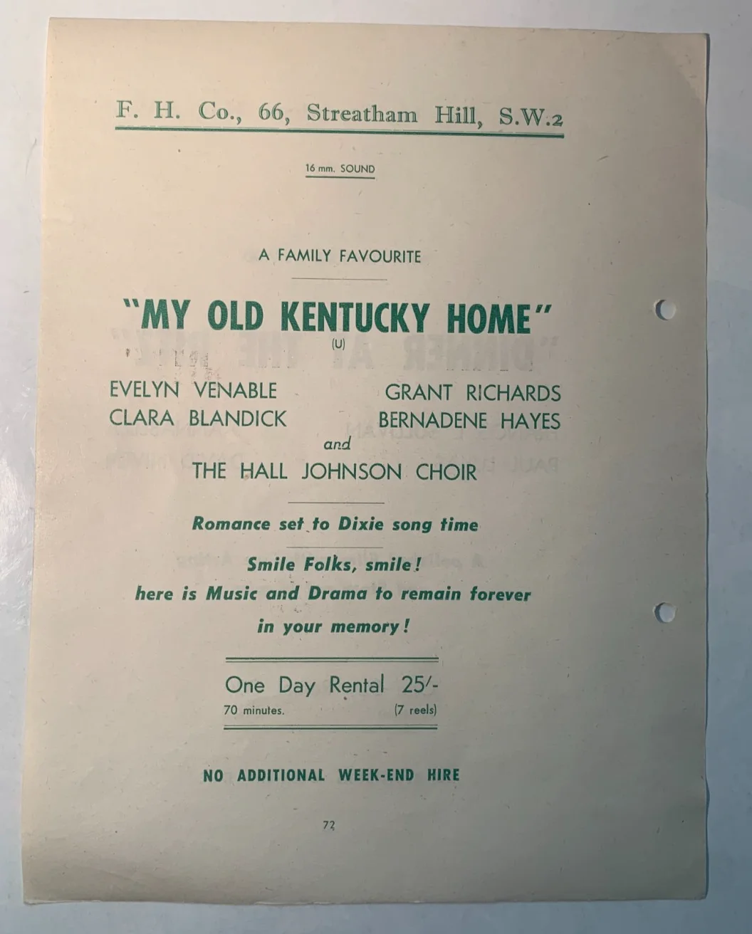 1950s Rare Original British Cinema Rental Flyer - David Niven Dinner at the Ritz, изображение 2