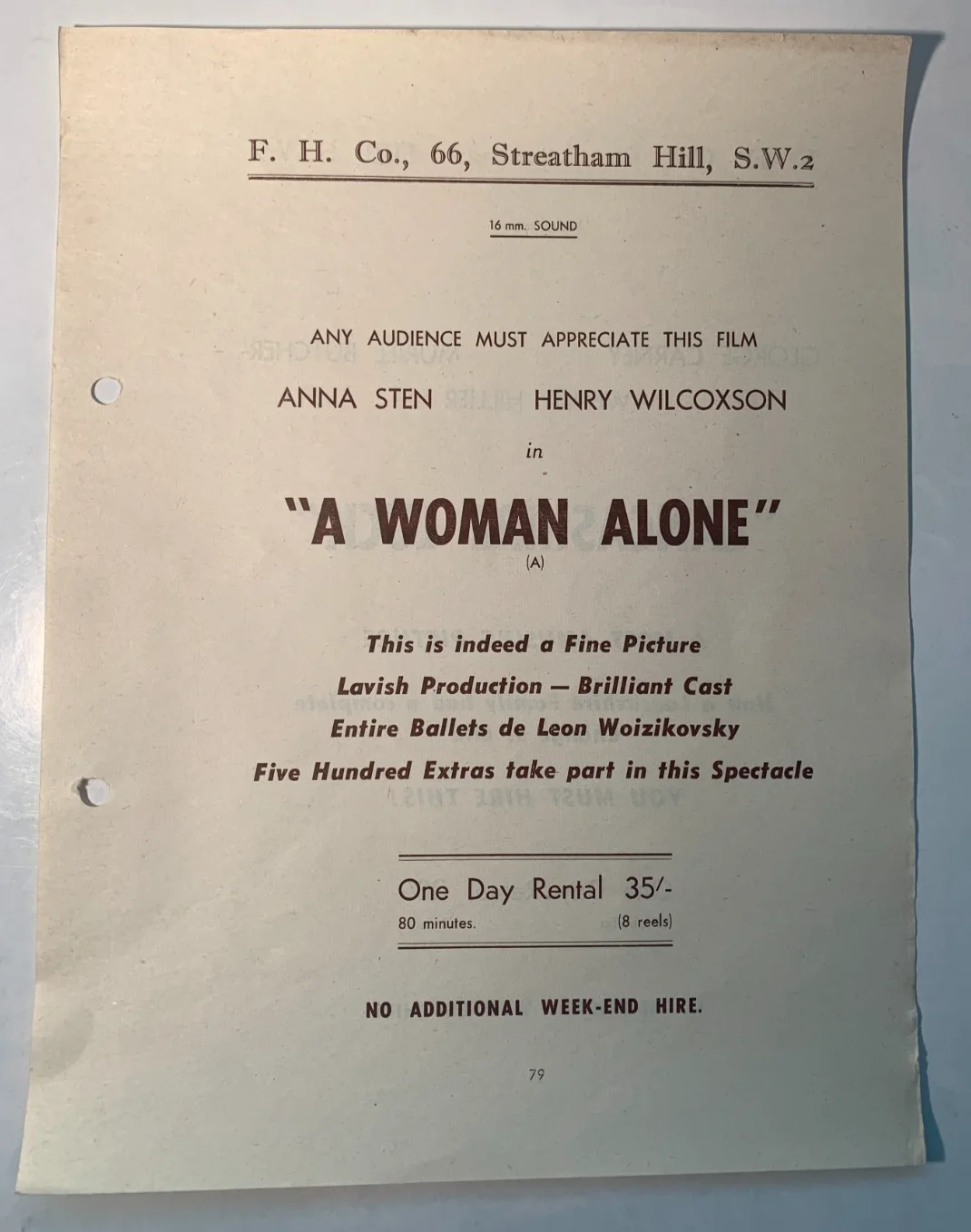1950s Rare Original British Cinema Rental Flyer - George Carney, Wendy Hiller, изображение 2