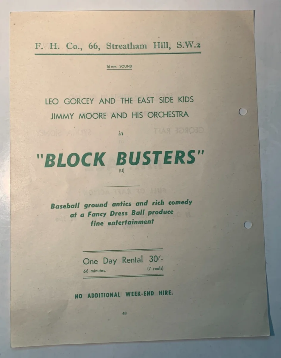 1950s Rare Original British Cinema Rental Flyer - George Raft, Sylvia Sidney, image 2