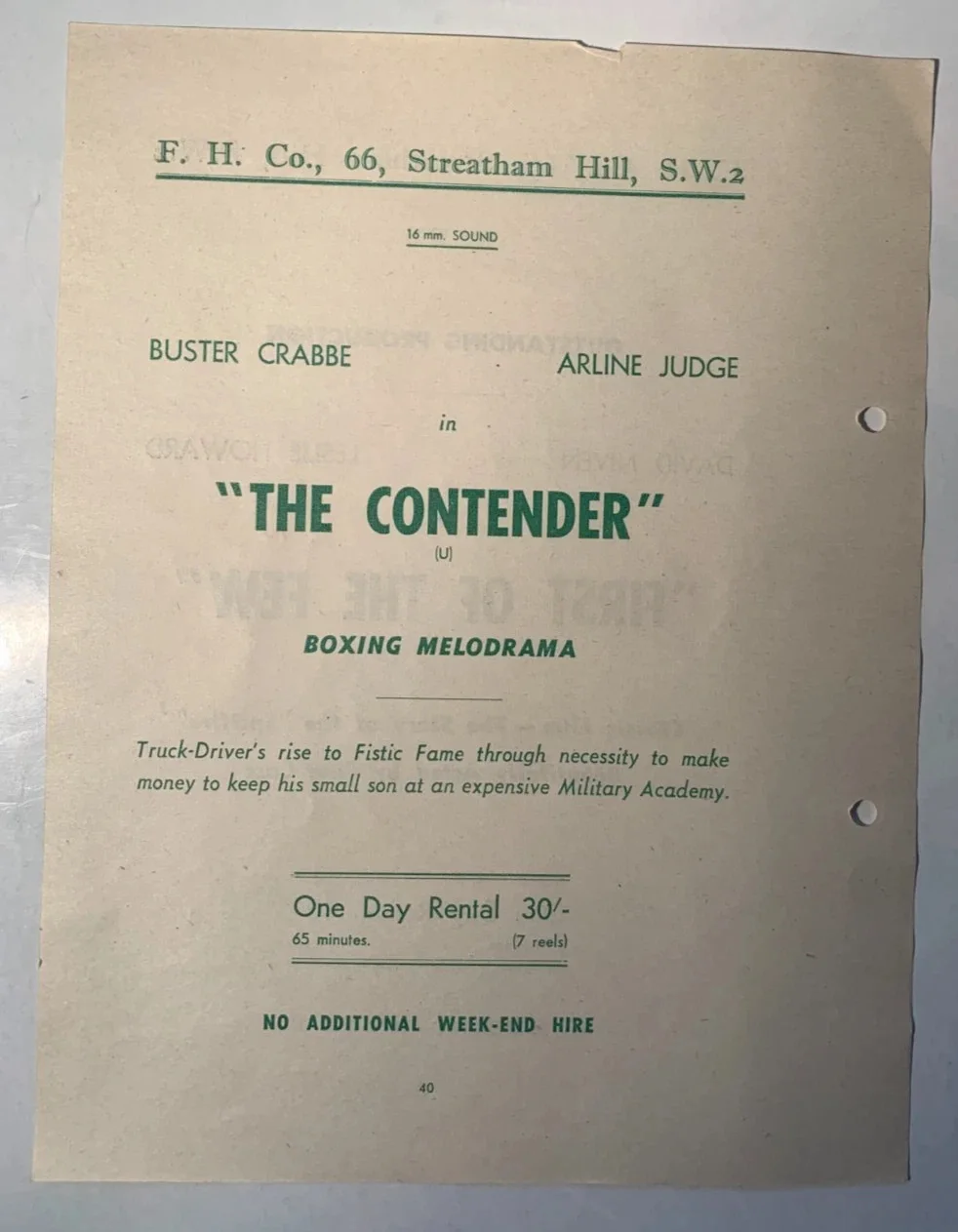 1950s Original British Cinema Rental Flyer - David Niven Leslie Howard, изображение 2
