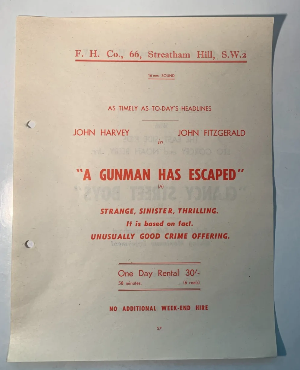 1940s-50s Rare Original British Cinema Rental Flyer - East Side Kids, Fitzgerald, изображение 2