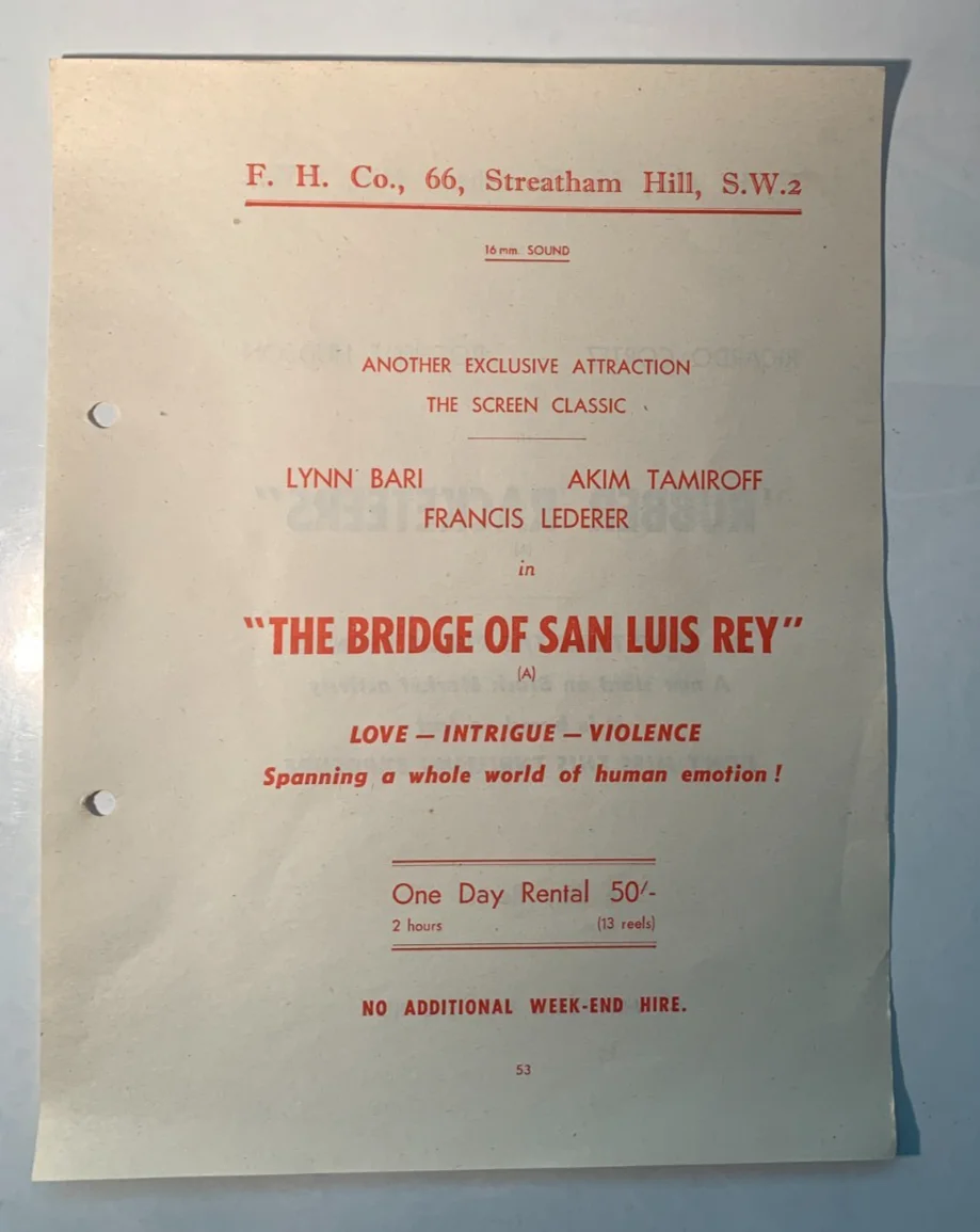 1940s-50s Rare Original British Cinema Rental Flyer - Lynn Bari, Ricardo Cortez, изображение 2
