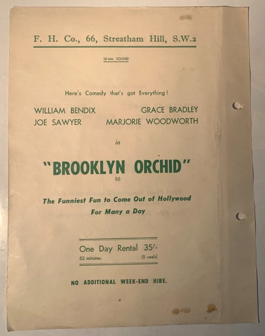 1950s Original British Cinema Rental Flyer: Merrily We Live; Brooklyn Orchid, изображение 2