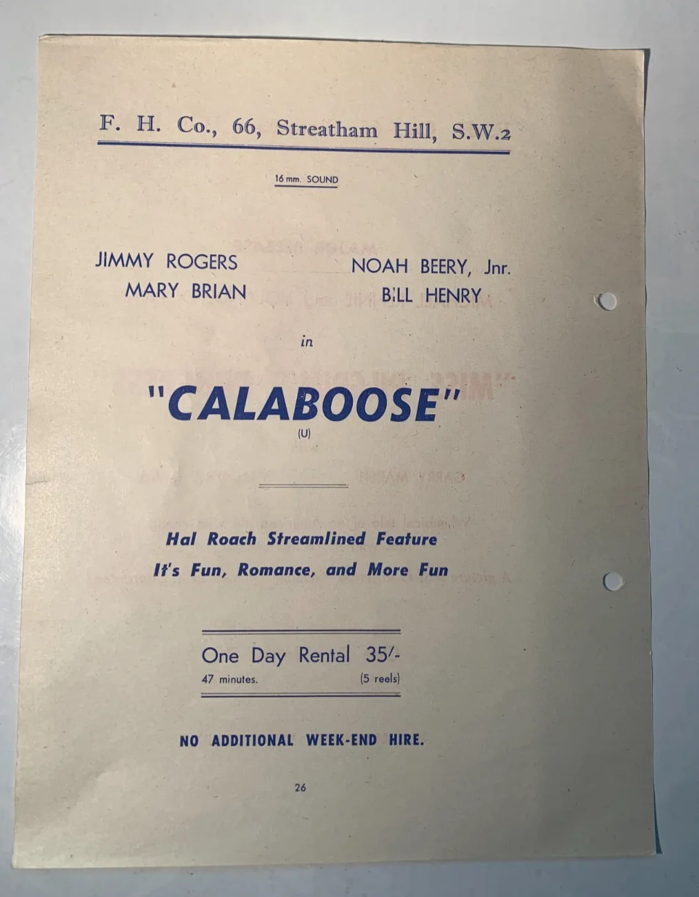 1950s Rare Original British Cinema Rental Flyer Jimmy Rogers, Michael Rennie, изображение 2