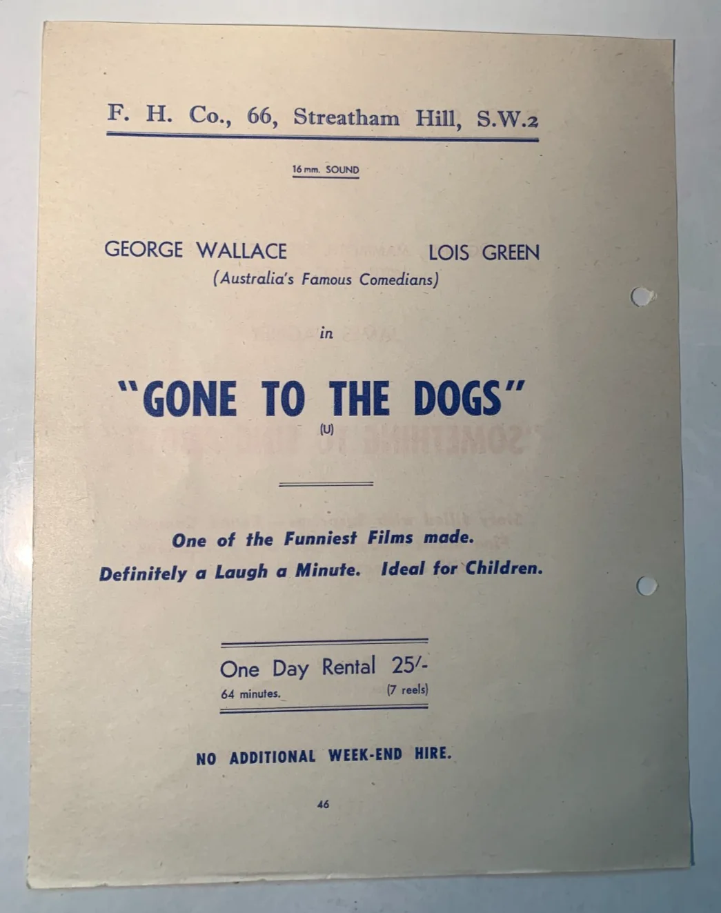 1950s Rare Original British Cinema Rental Flyer - James Cagney, George Wallace, изображение 2