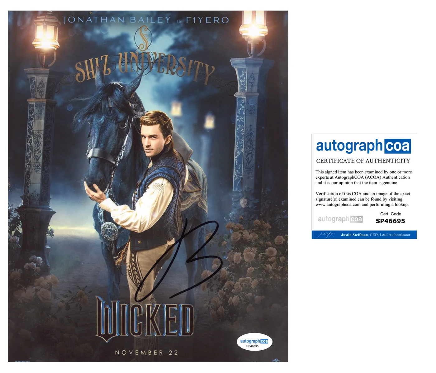 Jonathan Bailey Wicked Autographed Signed 8x10 Photo ACOA, image 2
