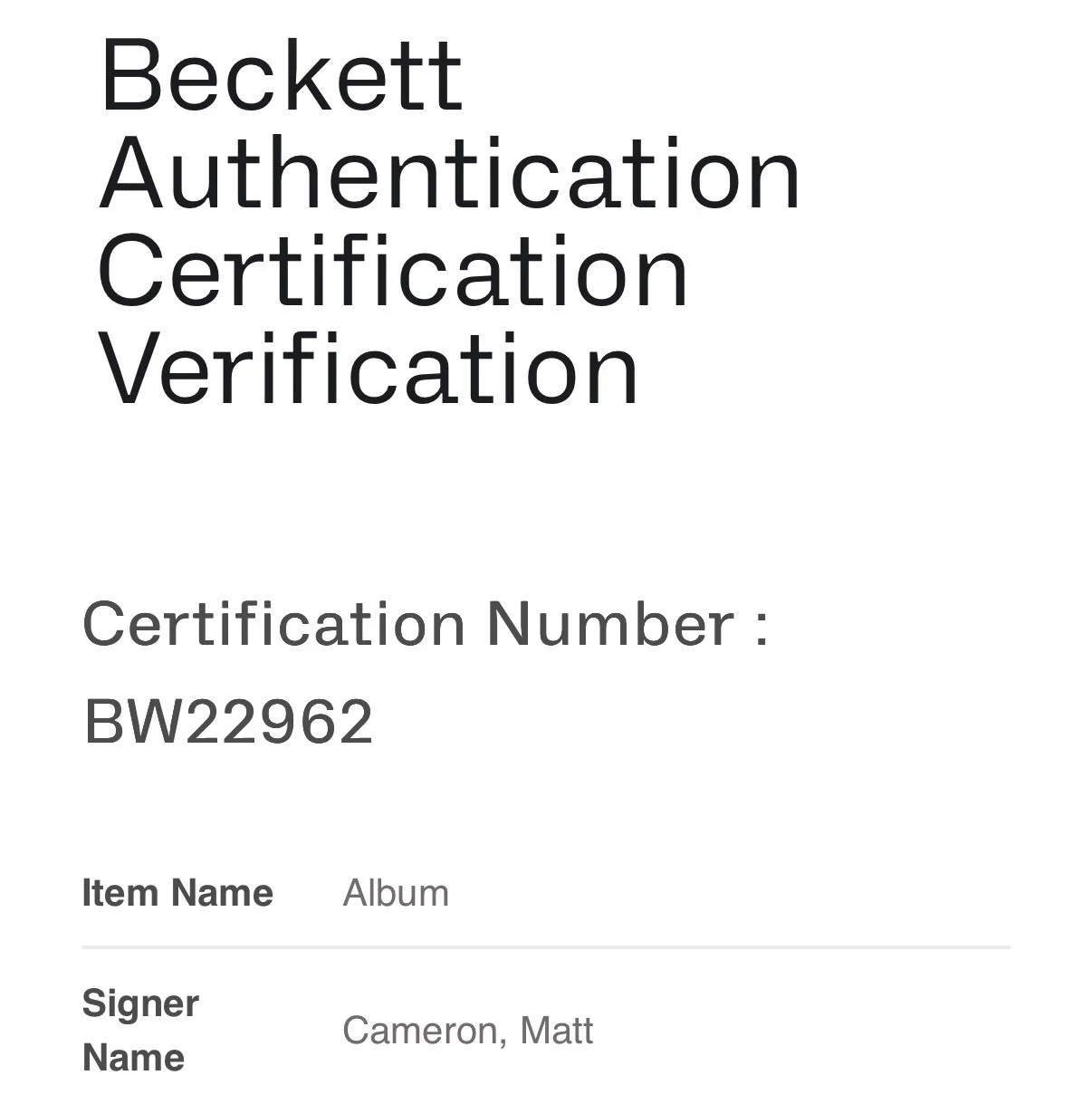 Matt Cameron signed Pearl Jam Album Rearview Mirror vinyl lp beckett coa, image 5