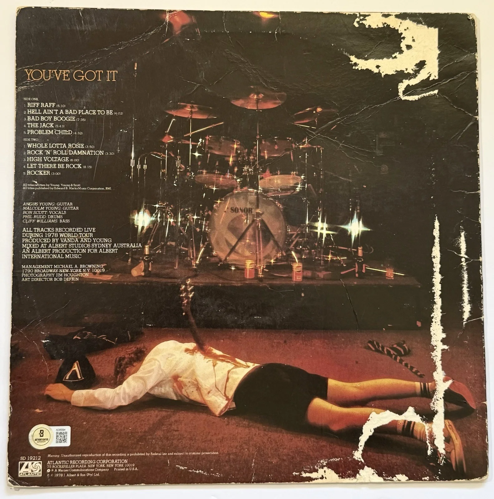 AC/DC signed Album Angus Malcolm Young Cliff If You Want Blood vinyl lp beckett, изображение 5