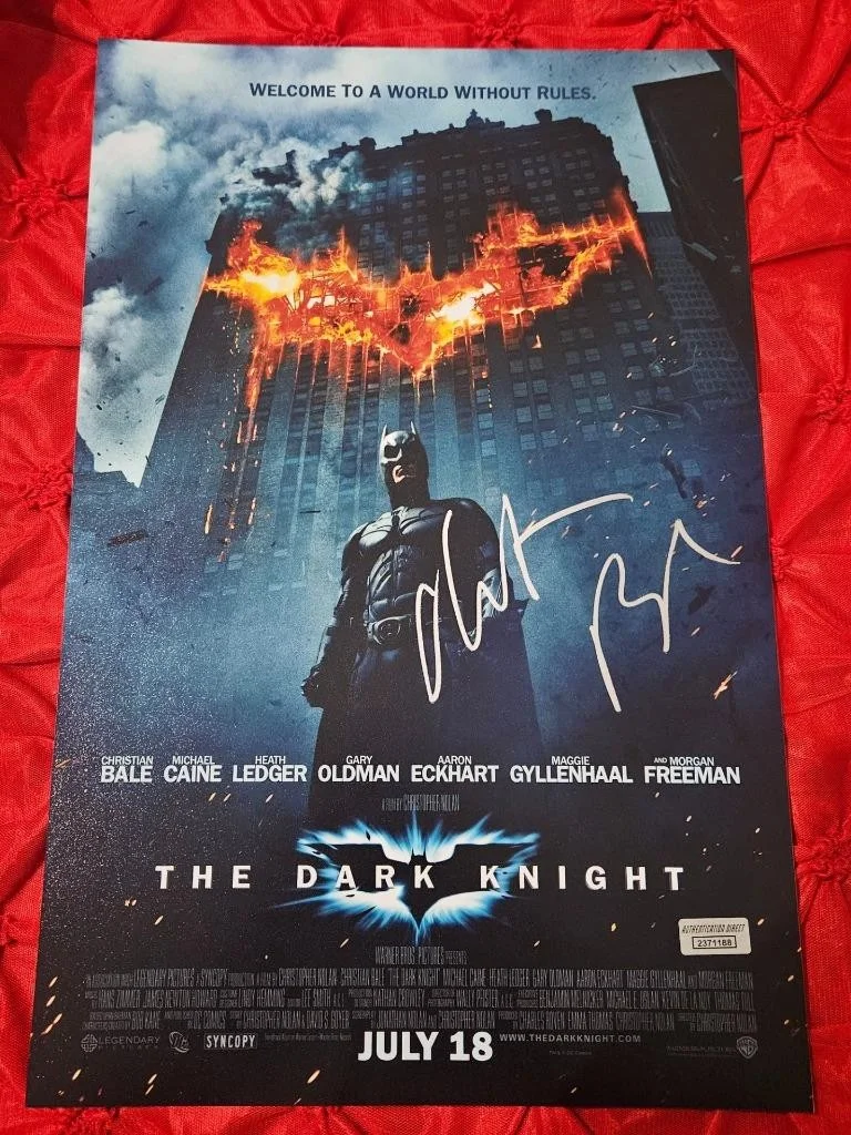 CHRISTIAN BALE — CHRISTIAN BALE SIGNED AUTOGRAPHED 11X17 MINI POSTER BATMAN THE DARK KNIGHT COA, image 2