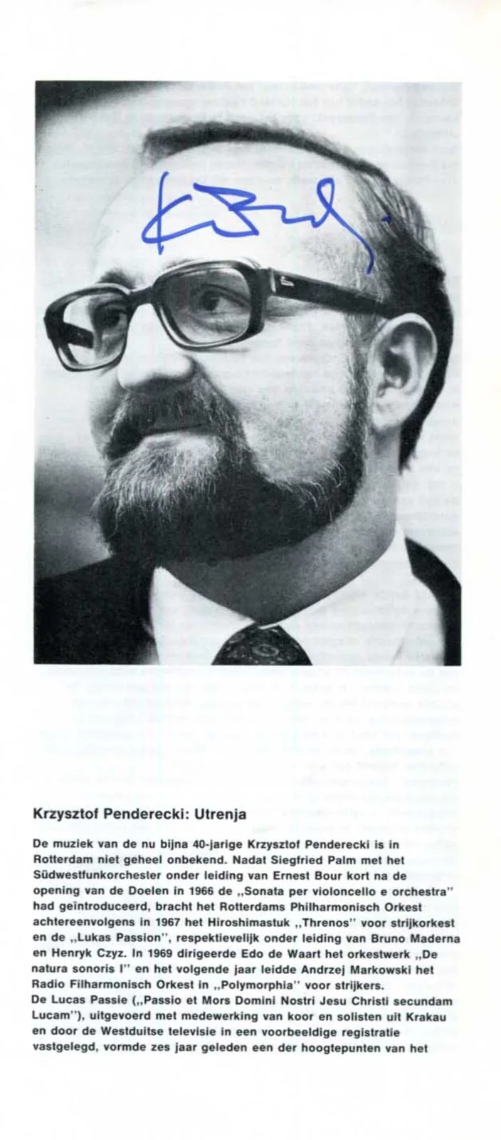 COMPOSER Earle Brown & CONDUCTOR Krzysztof Penderecki autographs, two promotion, изображение 4