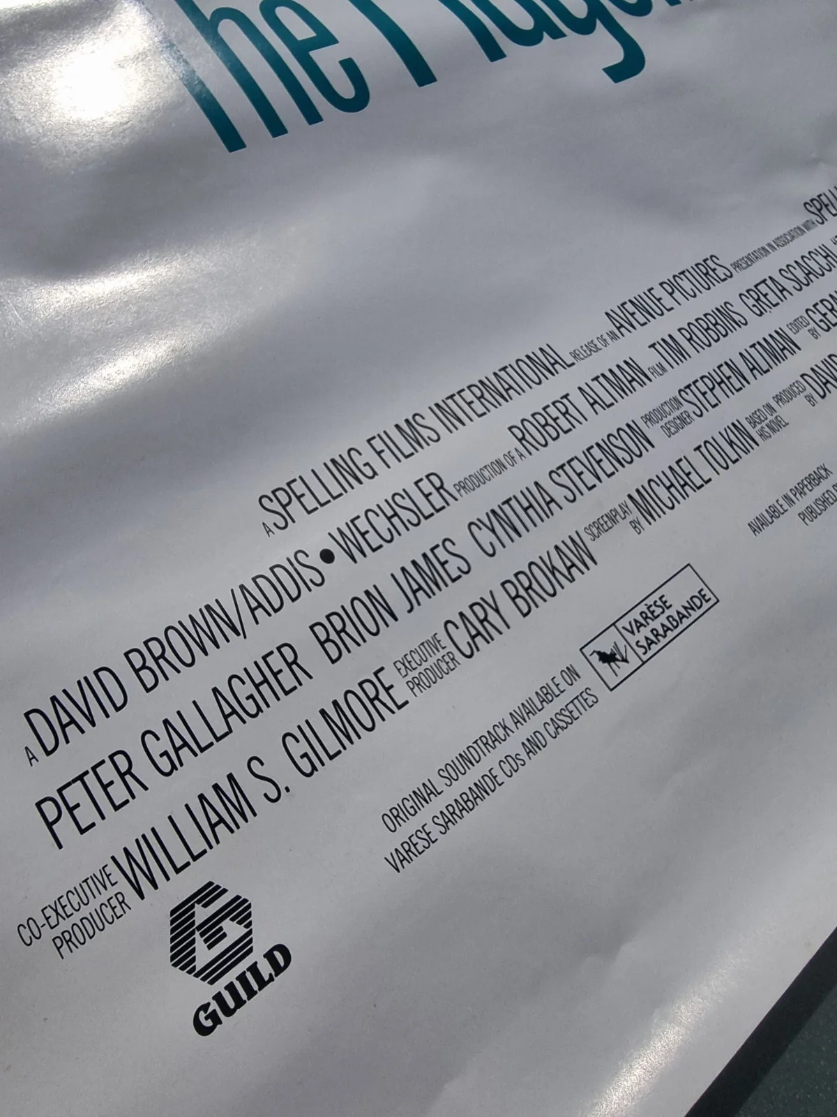 The Player One Sheet Cinema Poster 1992 Original 27" X 40" Vintage Altman Robbin, изображение 3