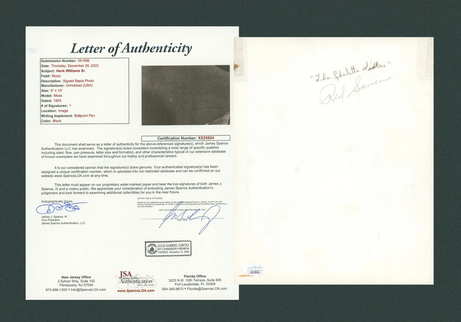 Hank Williams — Hank Williams Sr Signed JSA LOA Autographed 8X10 Photo Autograph Auto COA D:1953, image 5